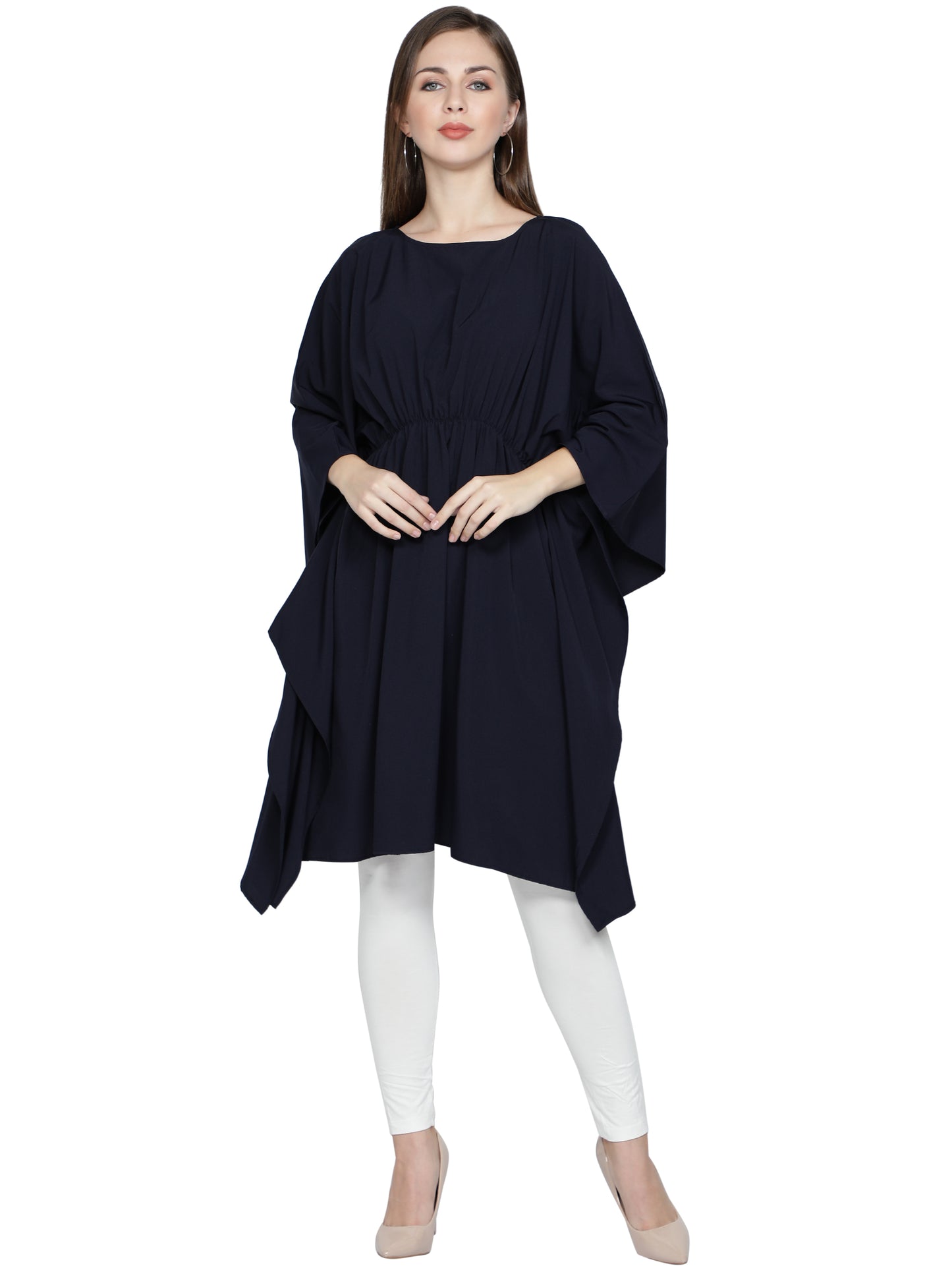 NUEVOSDAMAS American Crepe Solid Kaftans (Charcoal Black)