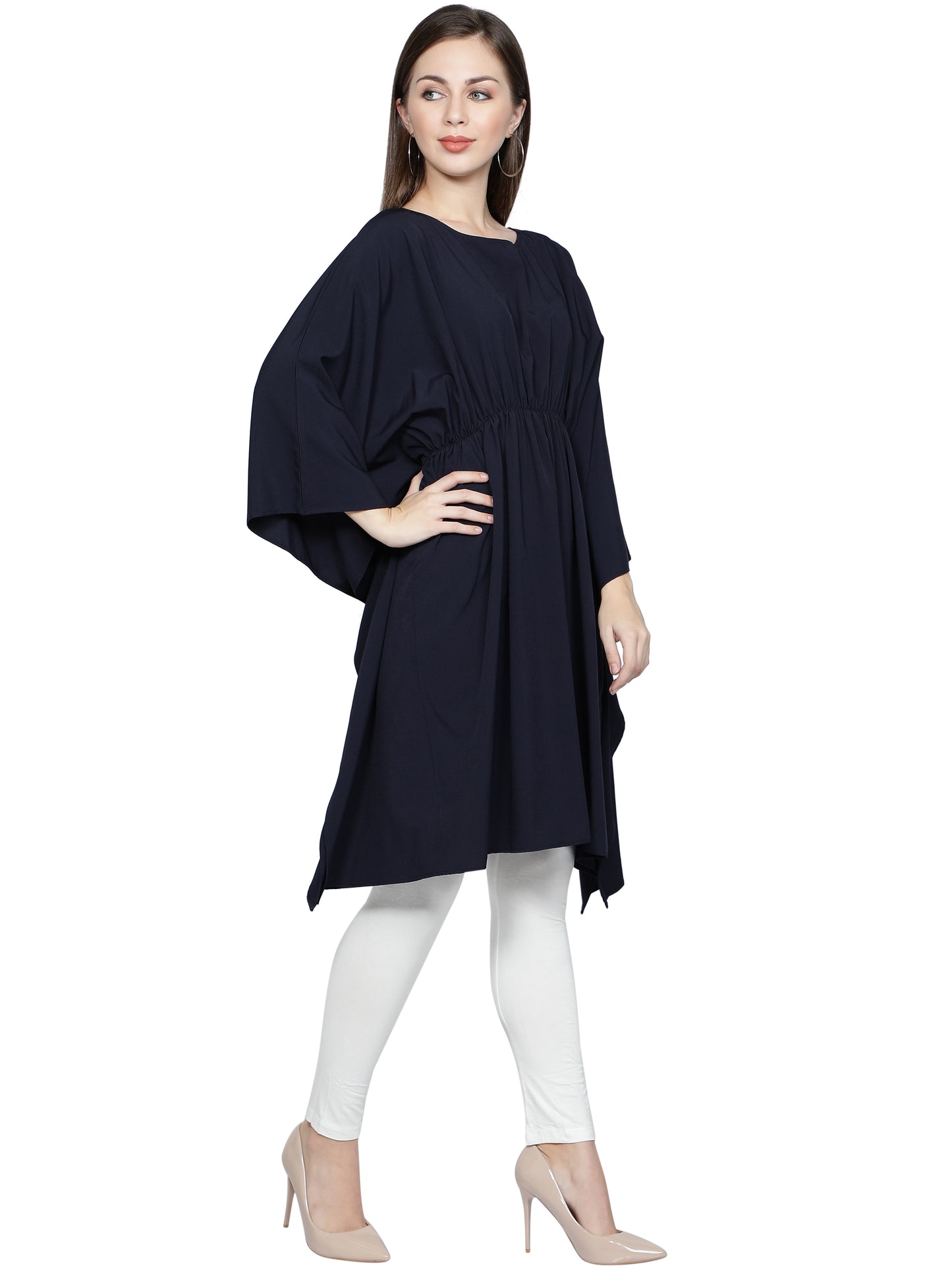 NUEVOSDAMAS American Crepe Solid Kaftans (Charcoal Black)