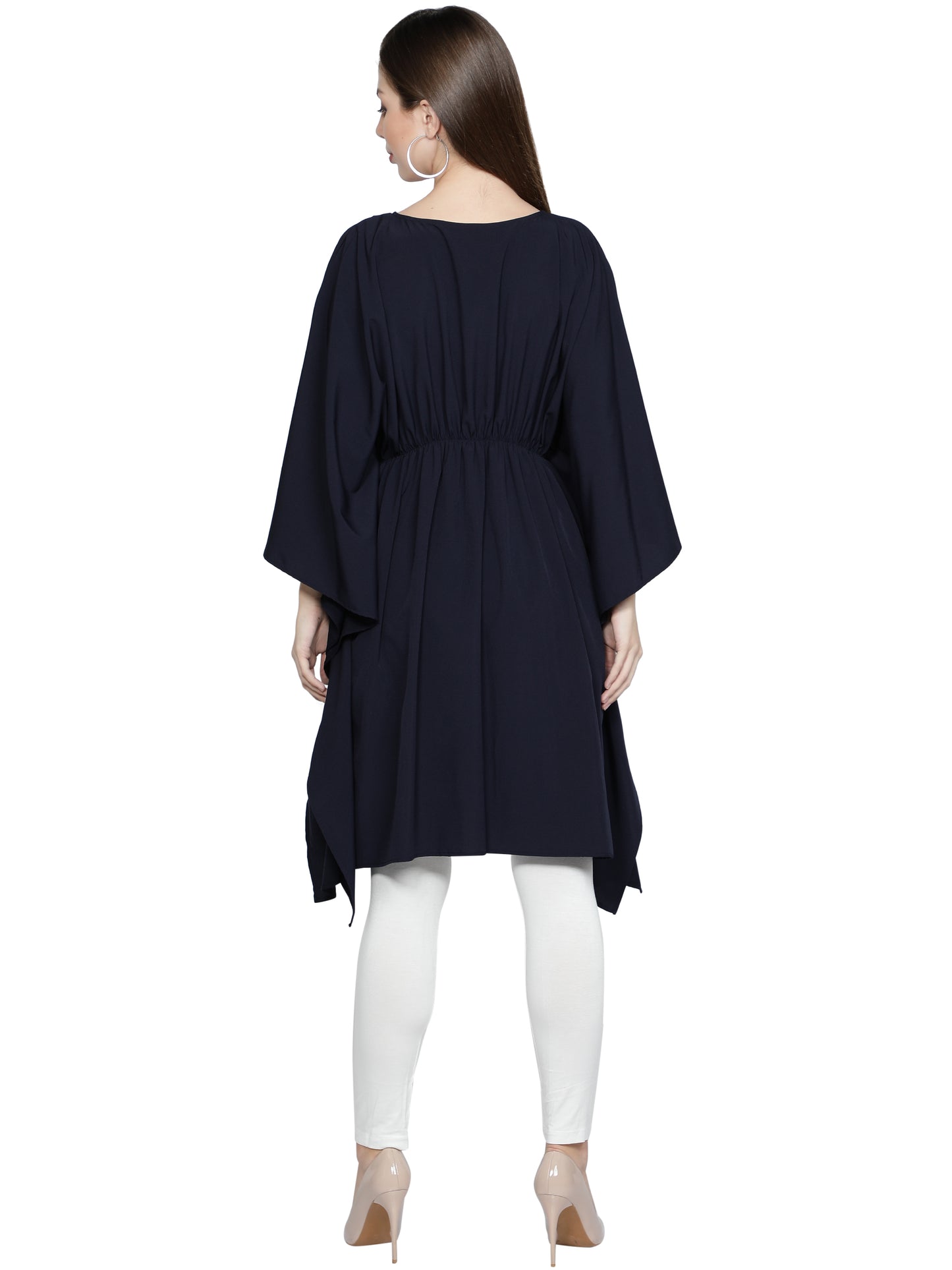 NUEVOSDAMAS American Crepe Solid Kaftans (Charcoal Black)