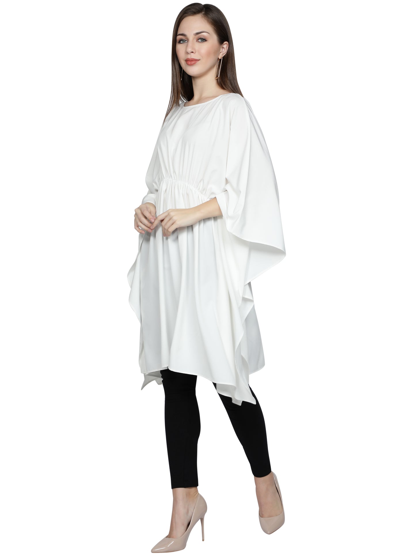 NUEVOSDAMAS American Crepe Solid White Kaftans