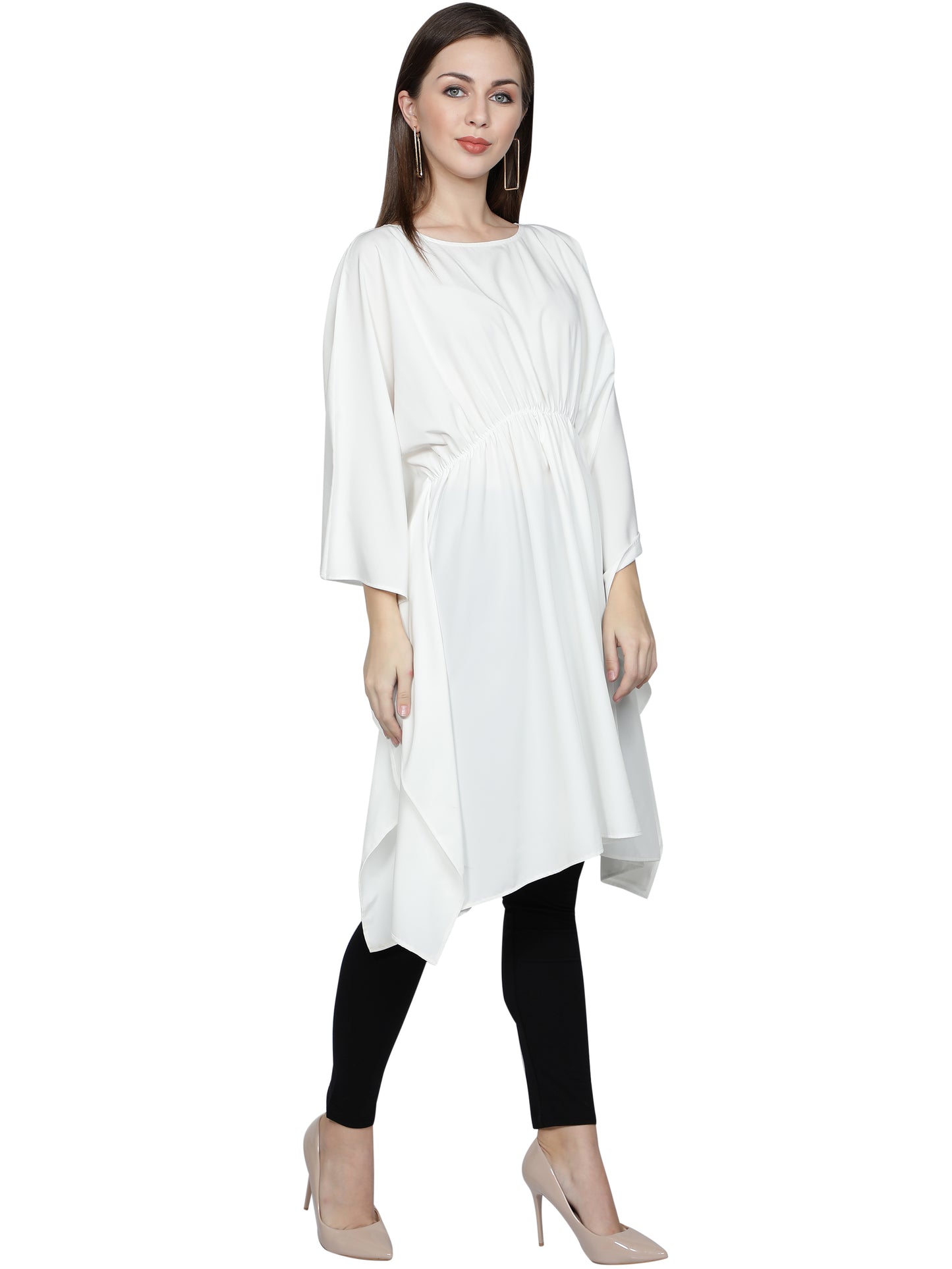 NUEVOSDAMAS American Crepe Solid White Kaftans