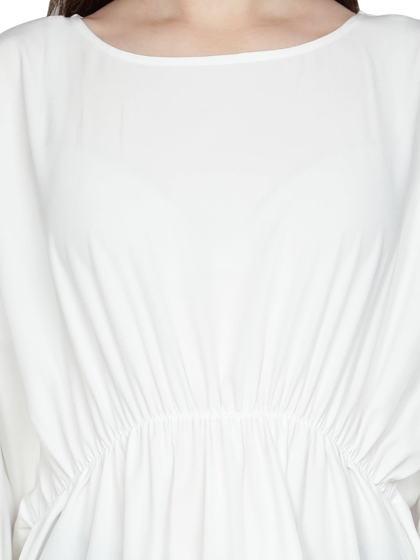 NUEVOSDAMAS American Crepe Solid White Kaftans