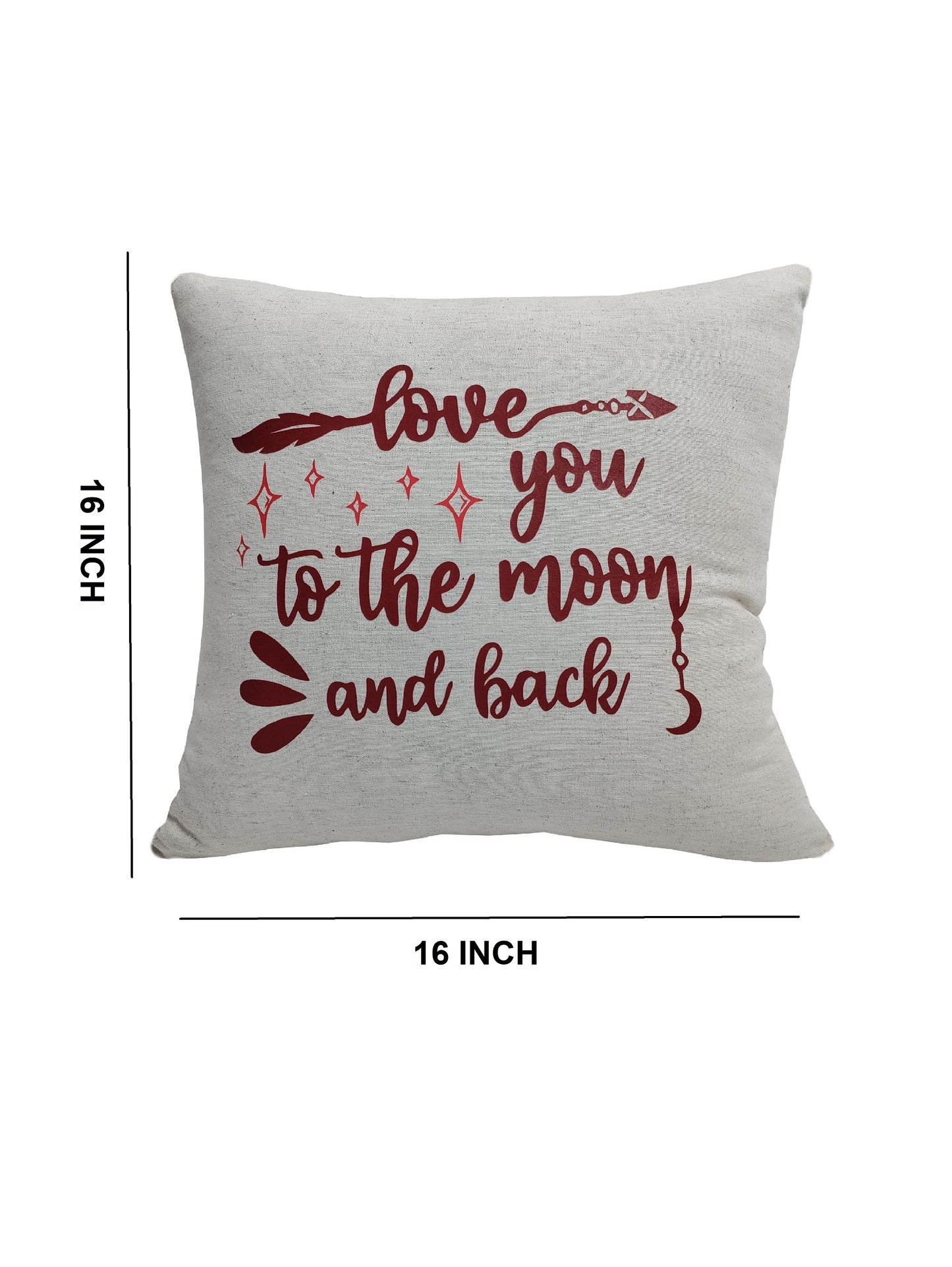Valentine's Day Cotton Printed Cushion | Printed Cushion Gift | Valentine Gift for Boyfriend Girlfriend | Couples Gift for Him / Her |16x16 Inch_Beige3