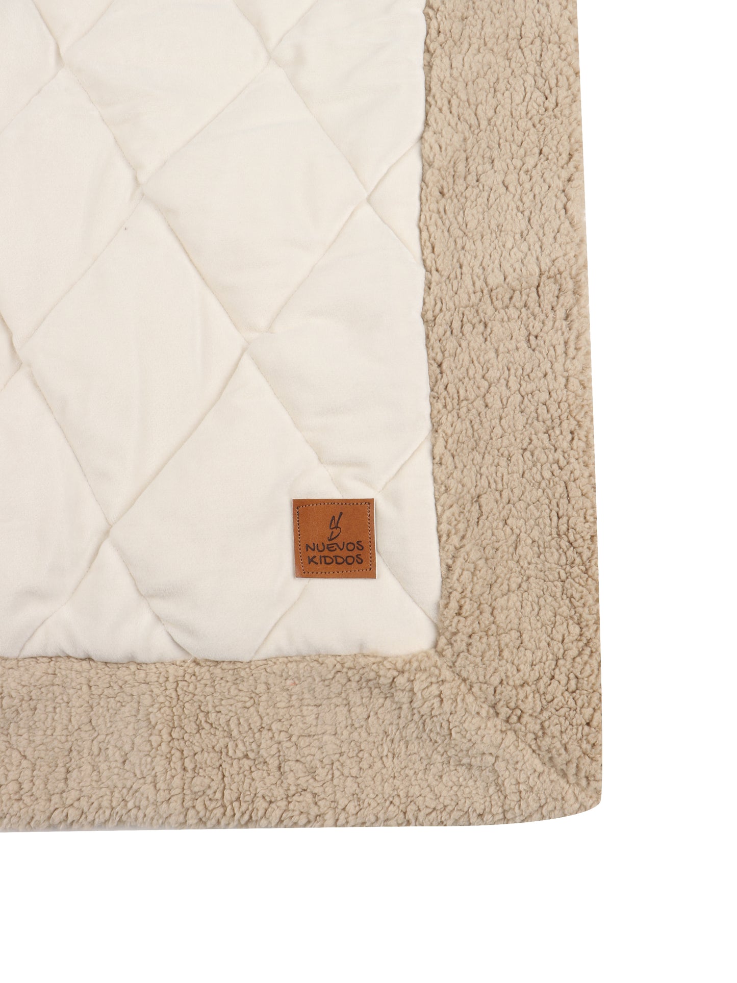 NUEVOSGHAR Solid Quilted Soft Velvet Fur Baby Blanket (0-24 Months) - Beige-Ivory