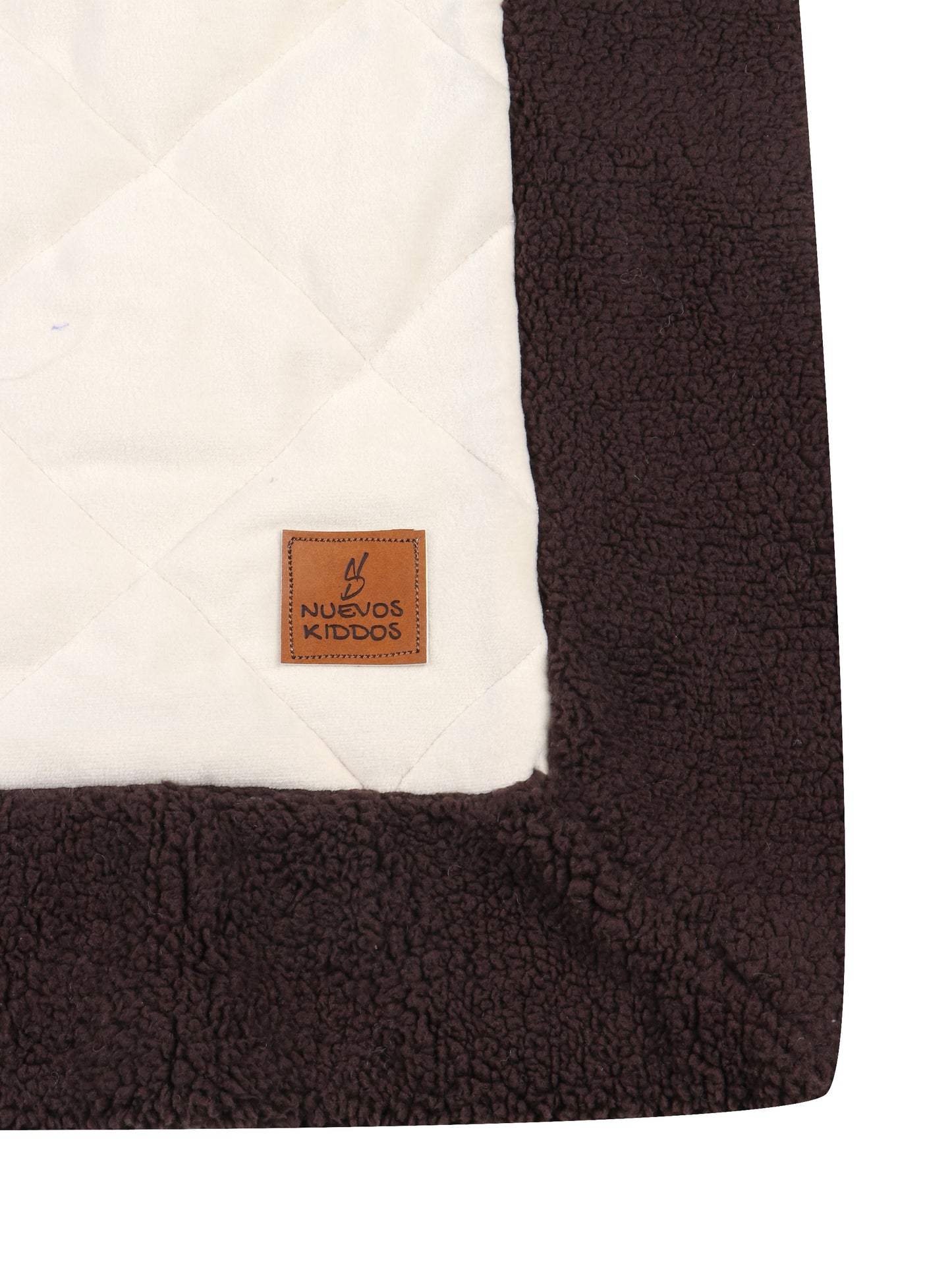 NUEVOSGHAR Solid Quilted Soft Velvet Fur Baby Blanket (0-24 Months) - Brown-Ivory