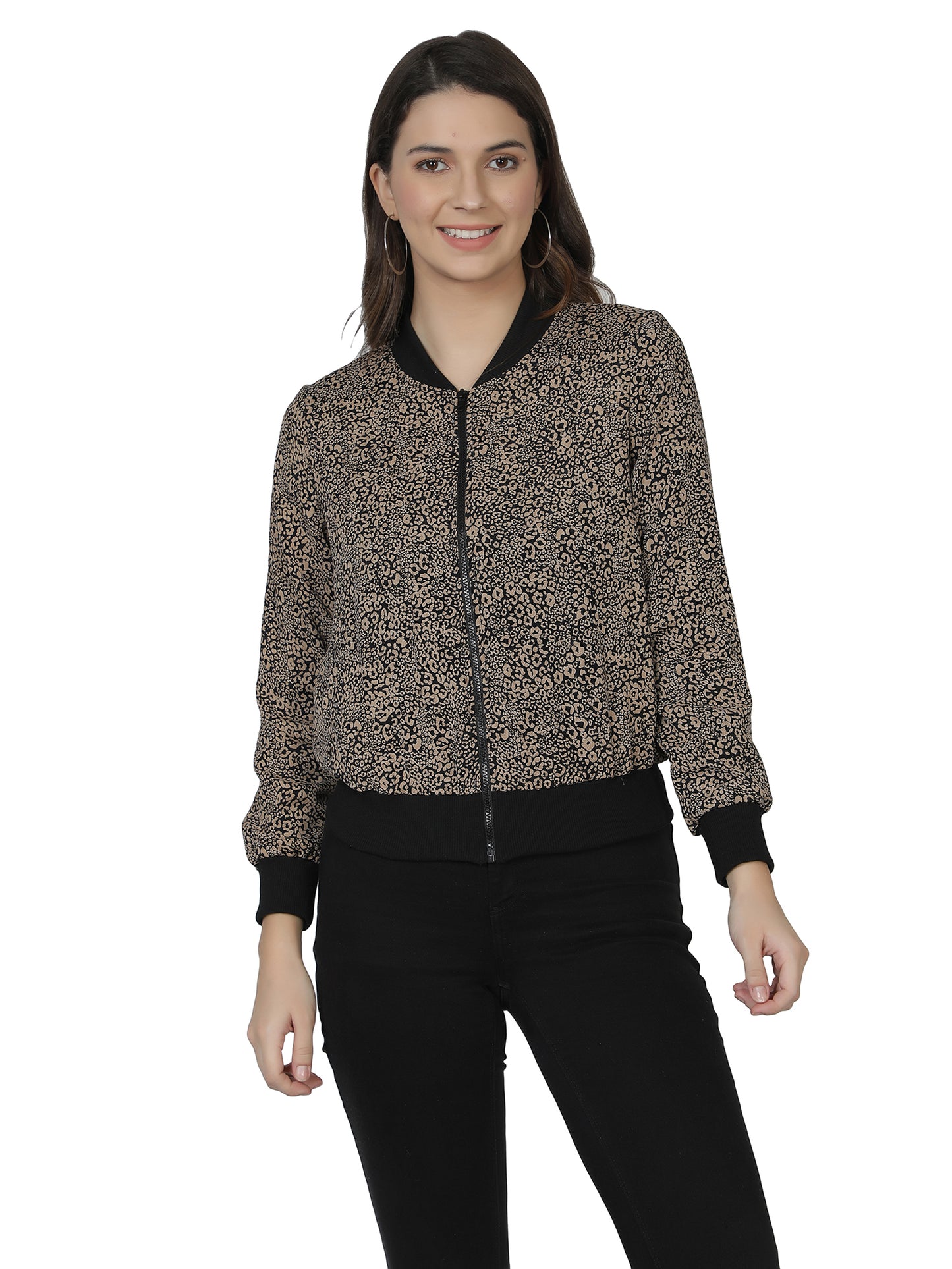 Full Sleeve Floral Print Women Bomber Jacket freeshipping - NUEVOSDAMAS