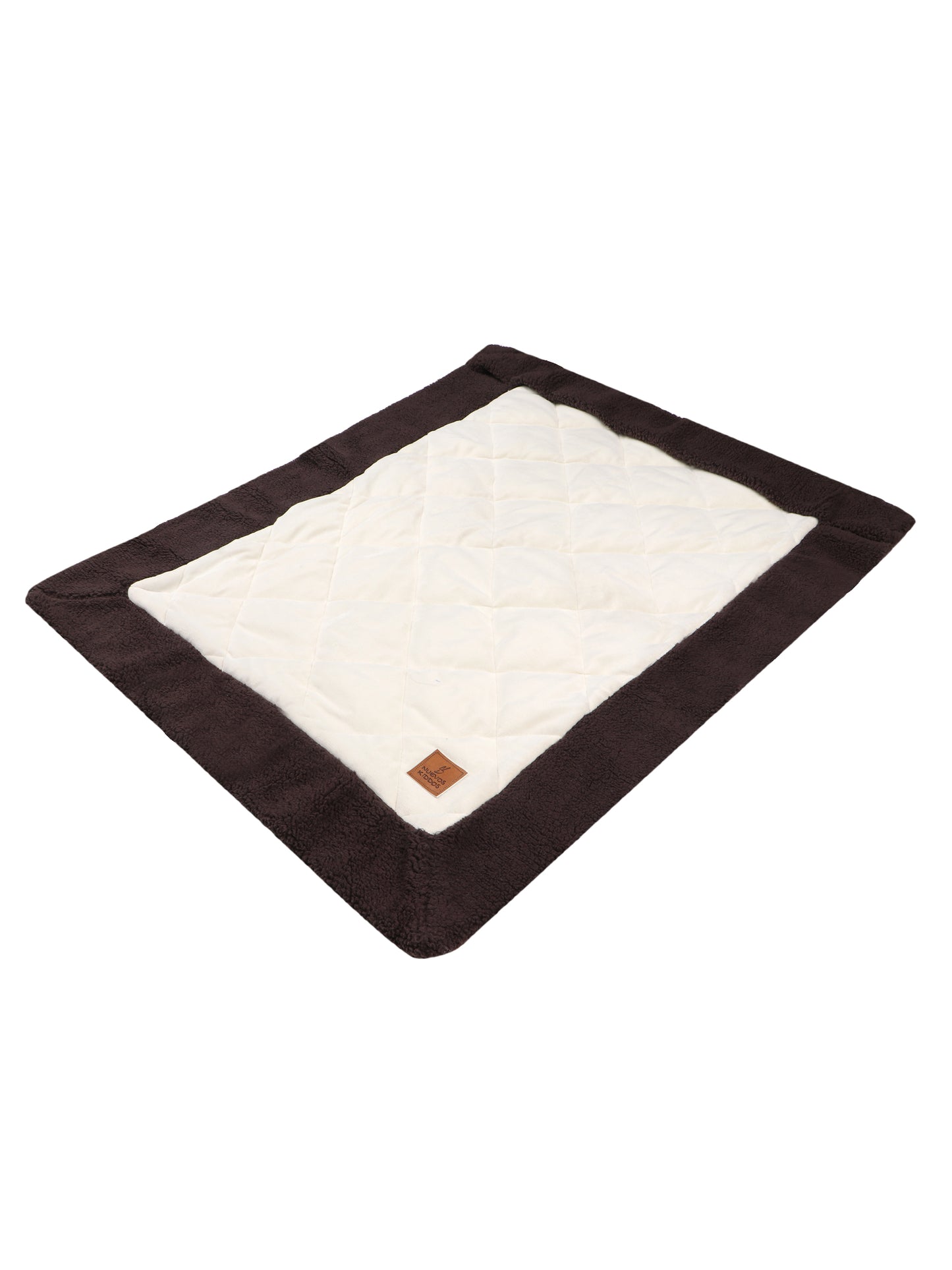 NUEVOSGHAR Solid Quilted Soft Velvet Fur Baby Blanket (0-24 Months) - Brown-Ivory