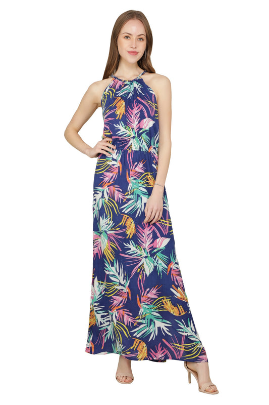 NUEVOSDAMAS Women Poly Crepe Floral Print Designer Multicolor Dress