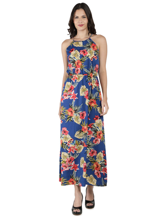 NUEVOSDAMAS Women Poly Crepe Floral Print Designer Dress | Latest Western Maxi Dress For Women