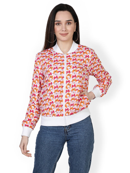 NUEVOSDAMAS Women Full Sleeve Printed Bomber Jacket