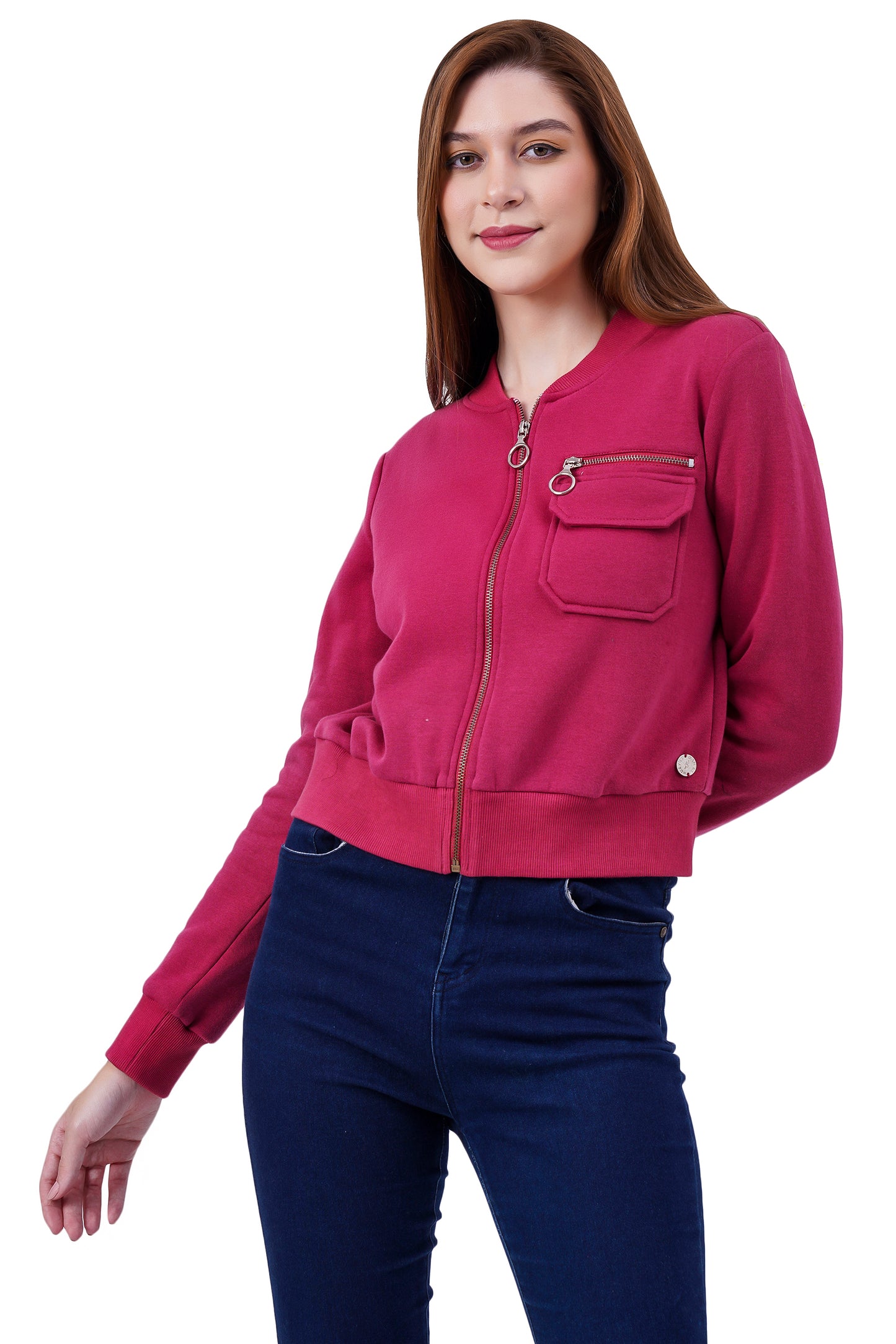 Women Full Sleeve Solid Fleece Jacket ( Maroon )