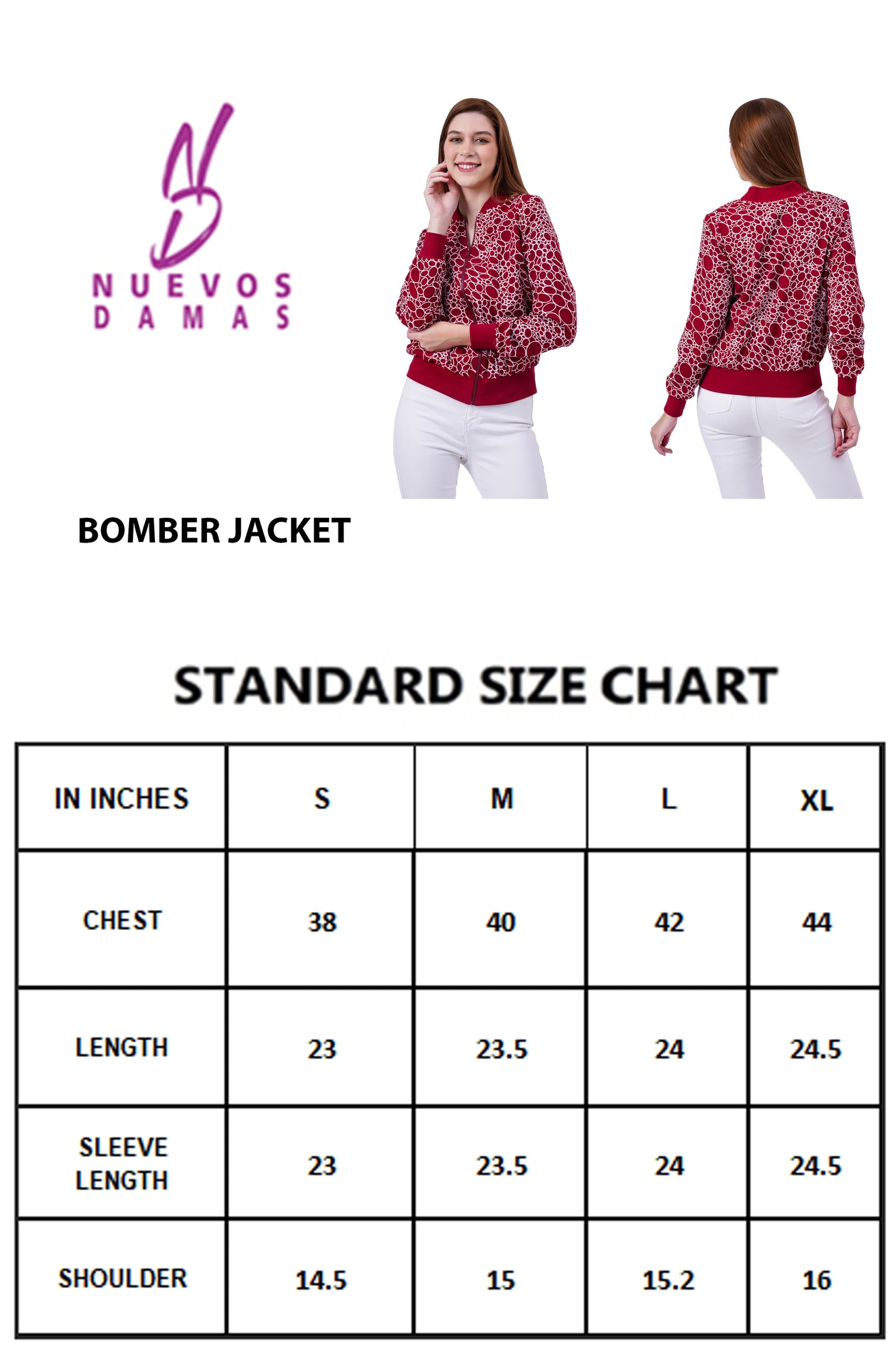 NUEVOSDAMAS Circle Printed Maroon Bomber Jacket