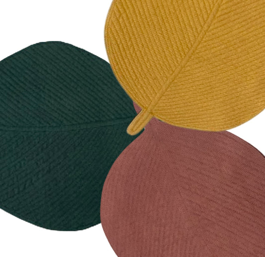Heat Resistant Leaf Shape Table Placemat (Pack of 3 pcs) - Green/Yellow/Rust
