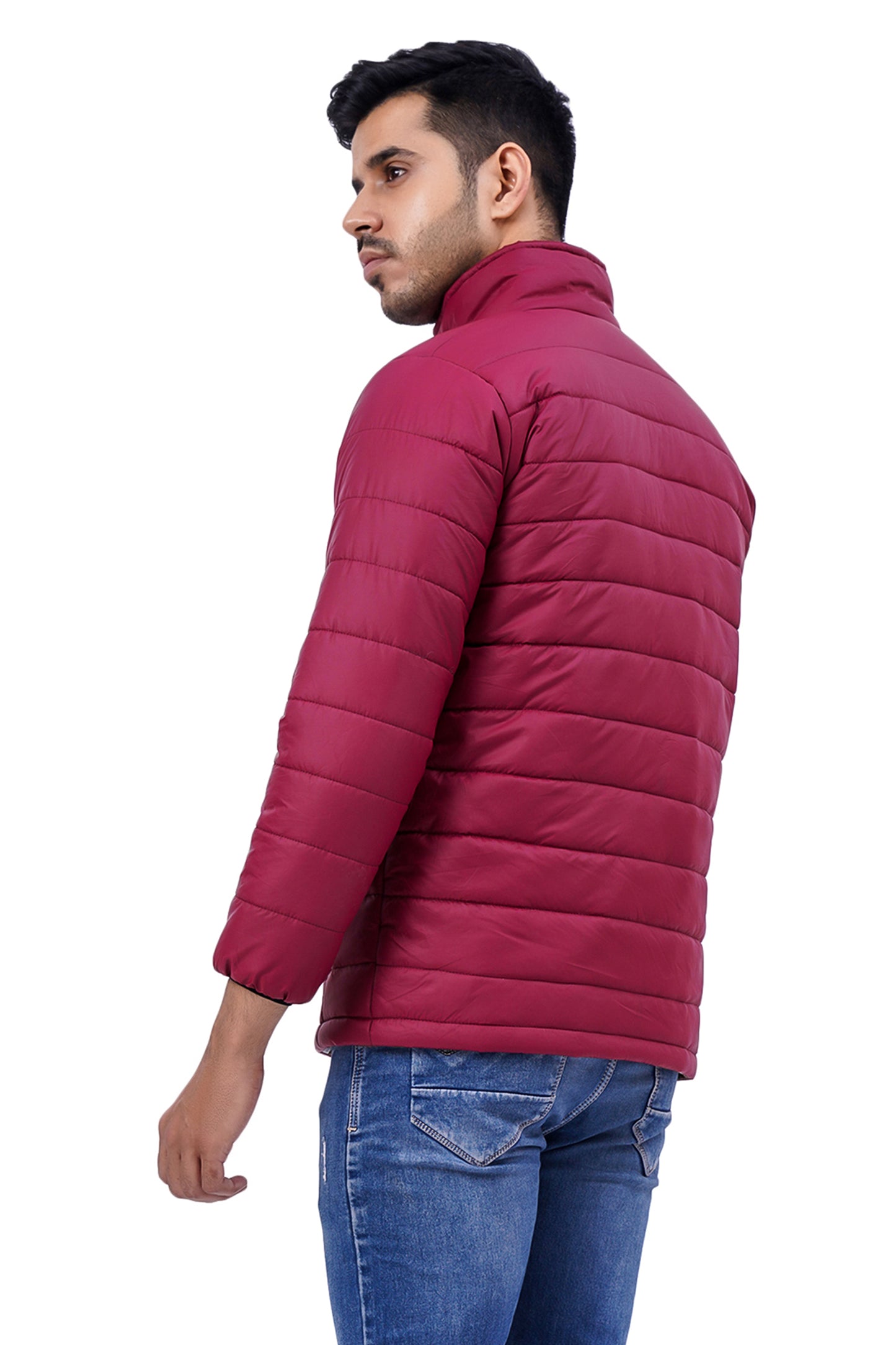 NUEVOSPORTA Men's Winter Solid Maroon Quilted Puffer jacket