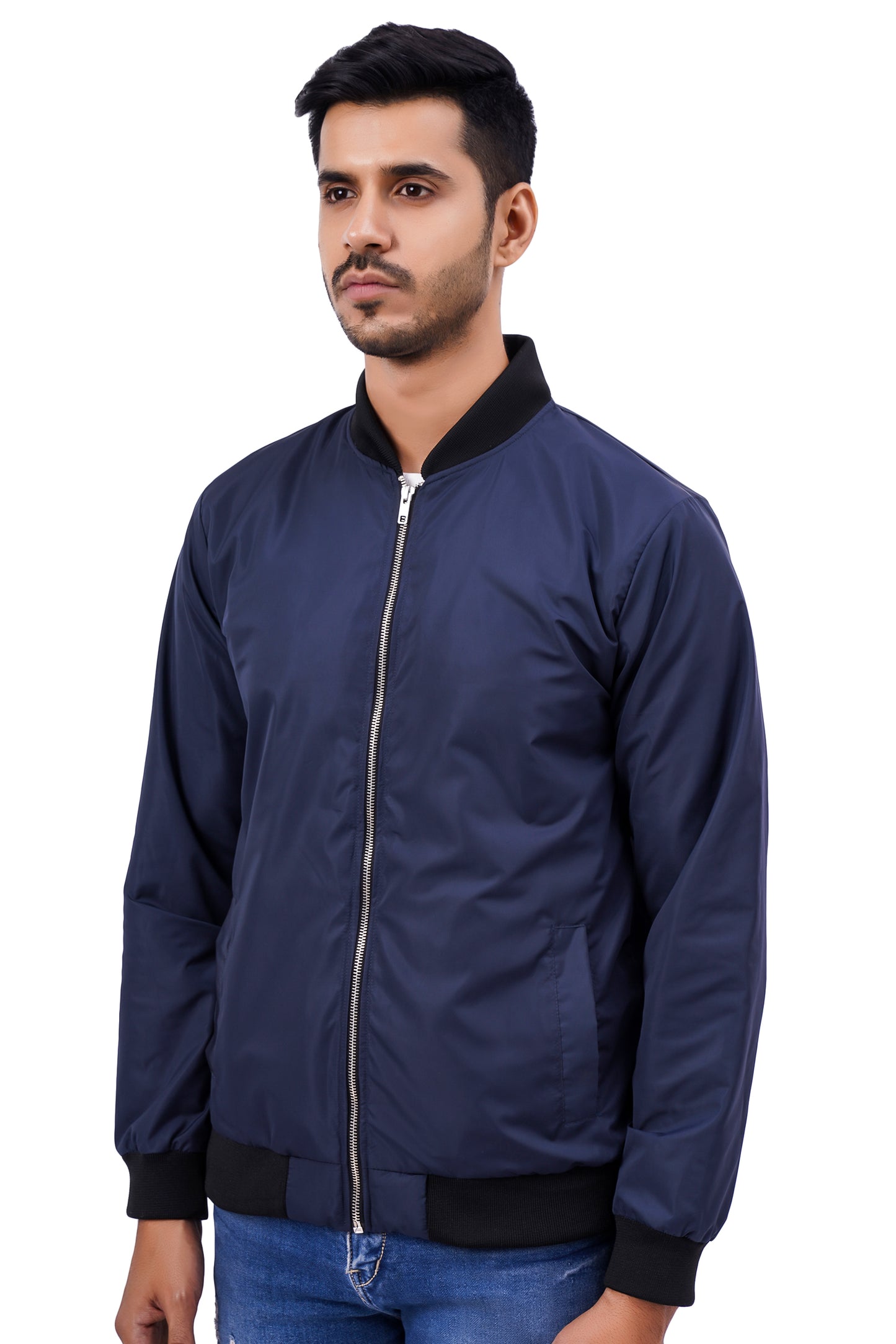 NUEVOSPORTA Men's Winter Solid Dark Blue Windcheater jacket