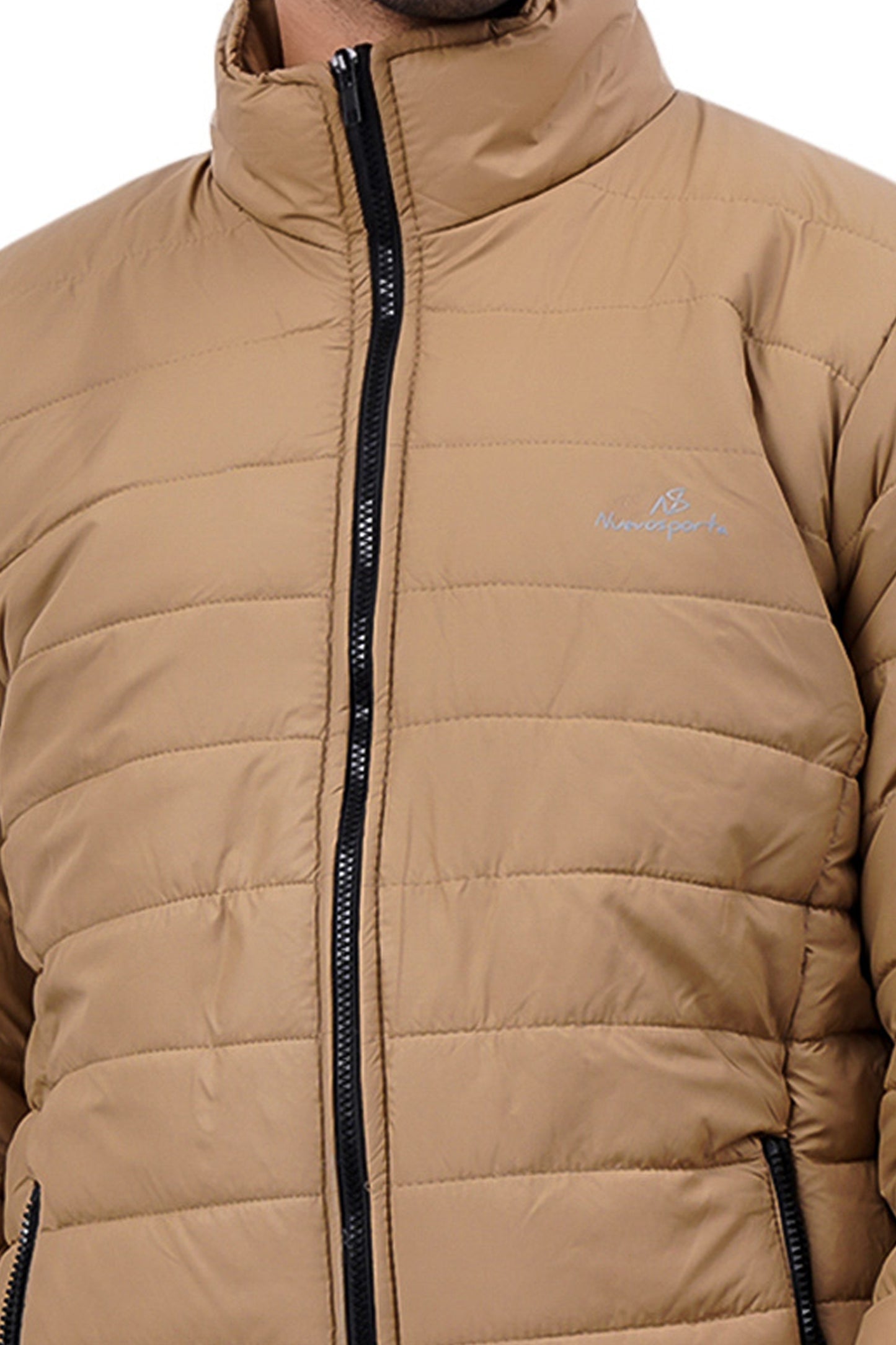 NUEVOSPORTA Men's Winter Solid Beige Quilted Puffer jacket