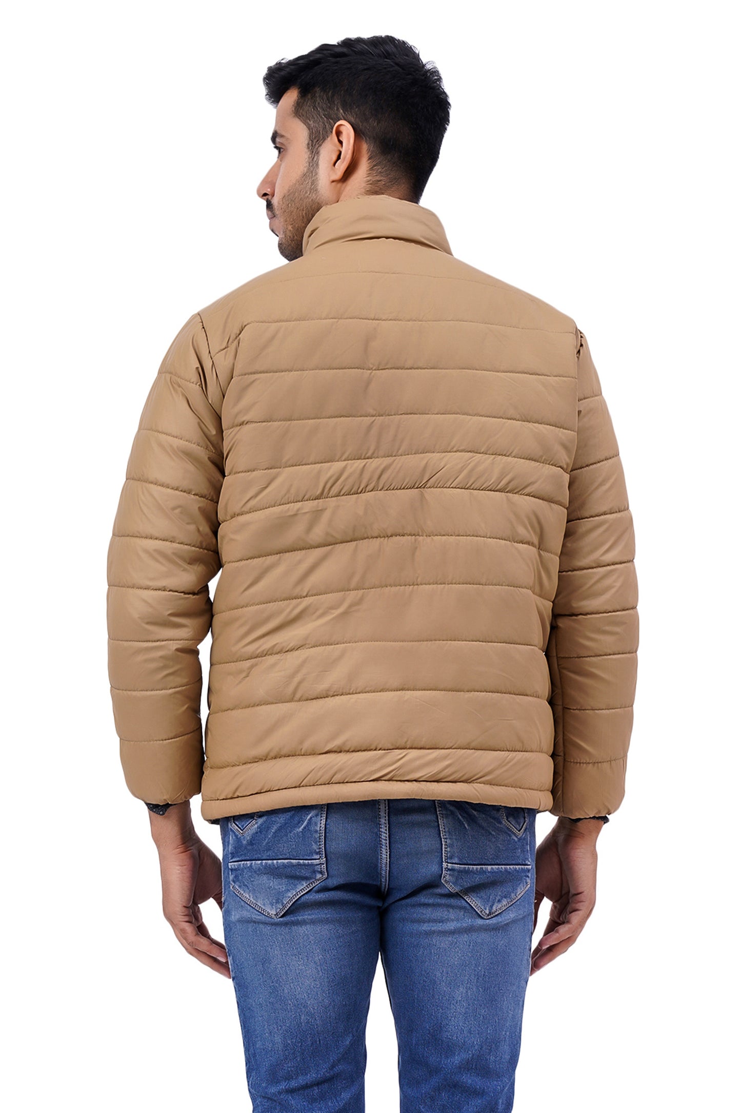 NUEVOSPORTA Men's Winter Solid Beige Quilted Puffer jacket