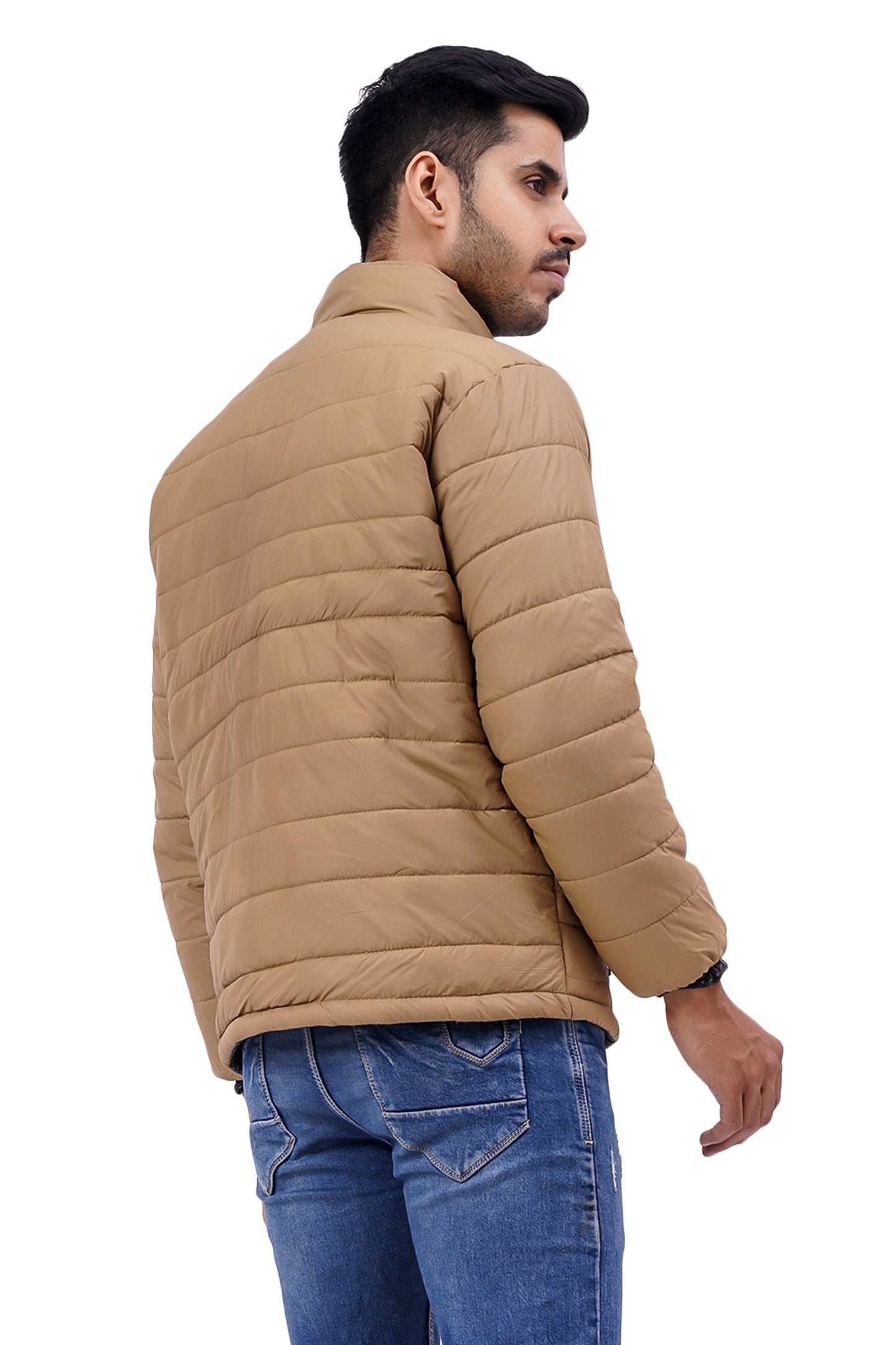 NUEVOSPORTA Men's Winter Solid Beige Quilted Puffer jacket