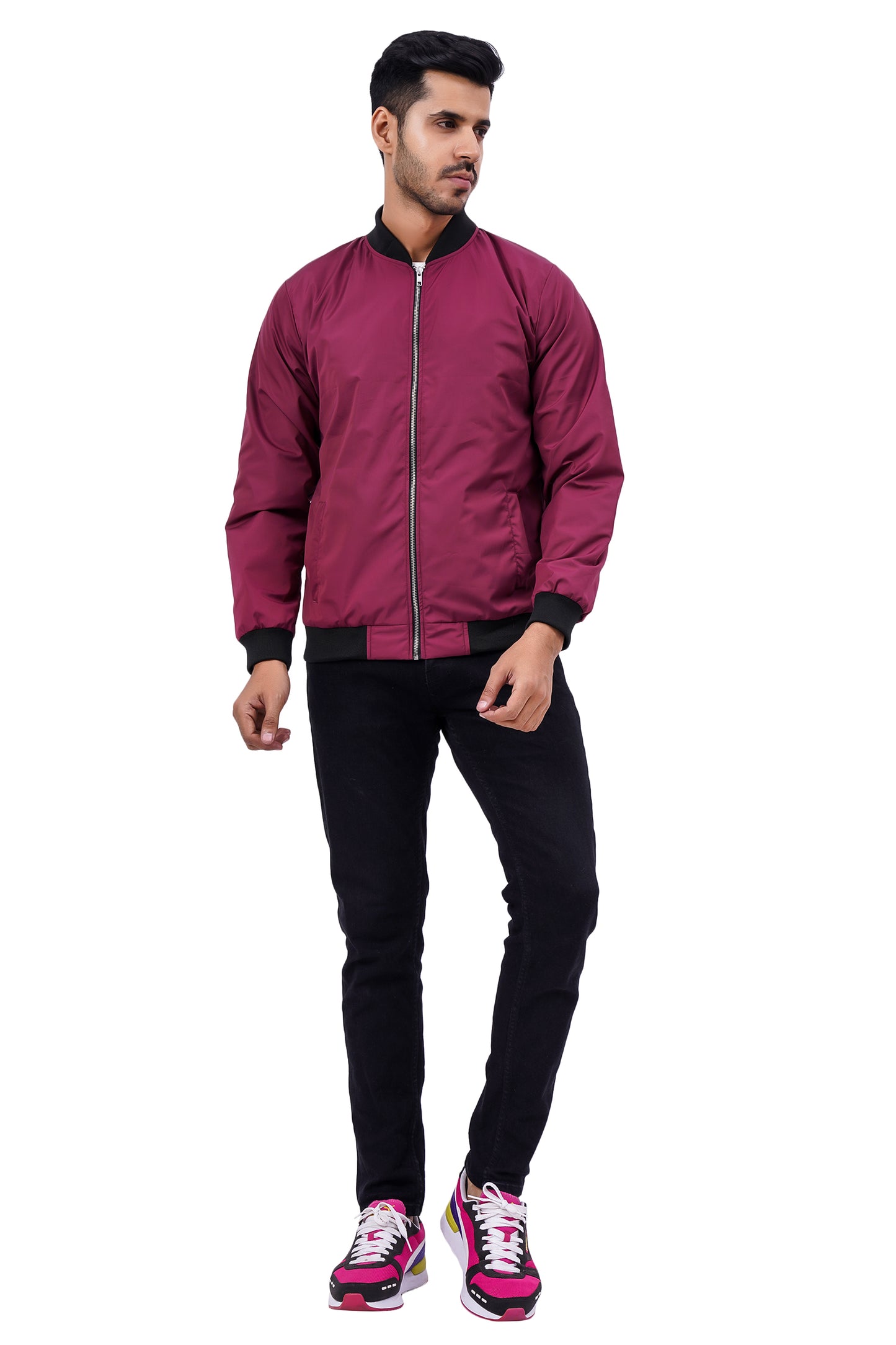 NUEVOSPORTA Men's Winter Solid Maroon Windcheater jacket