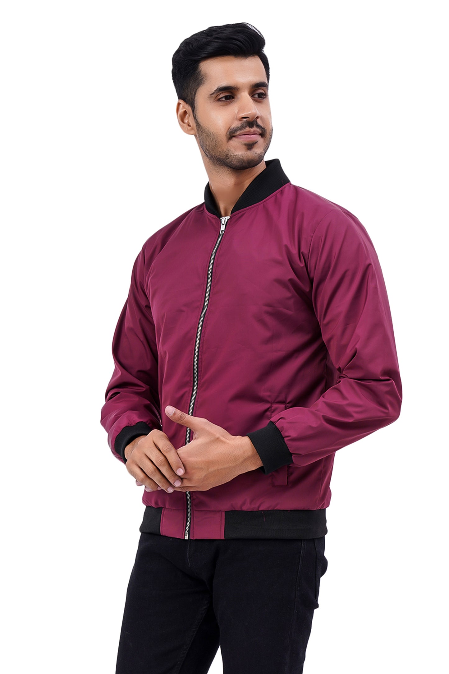 NUEVOSPORTA Men's Winter Solid Maroon Windcheater jacket