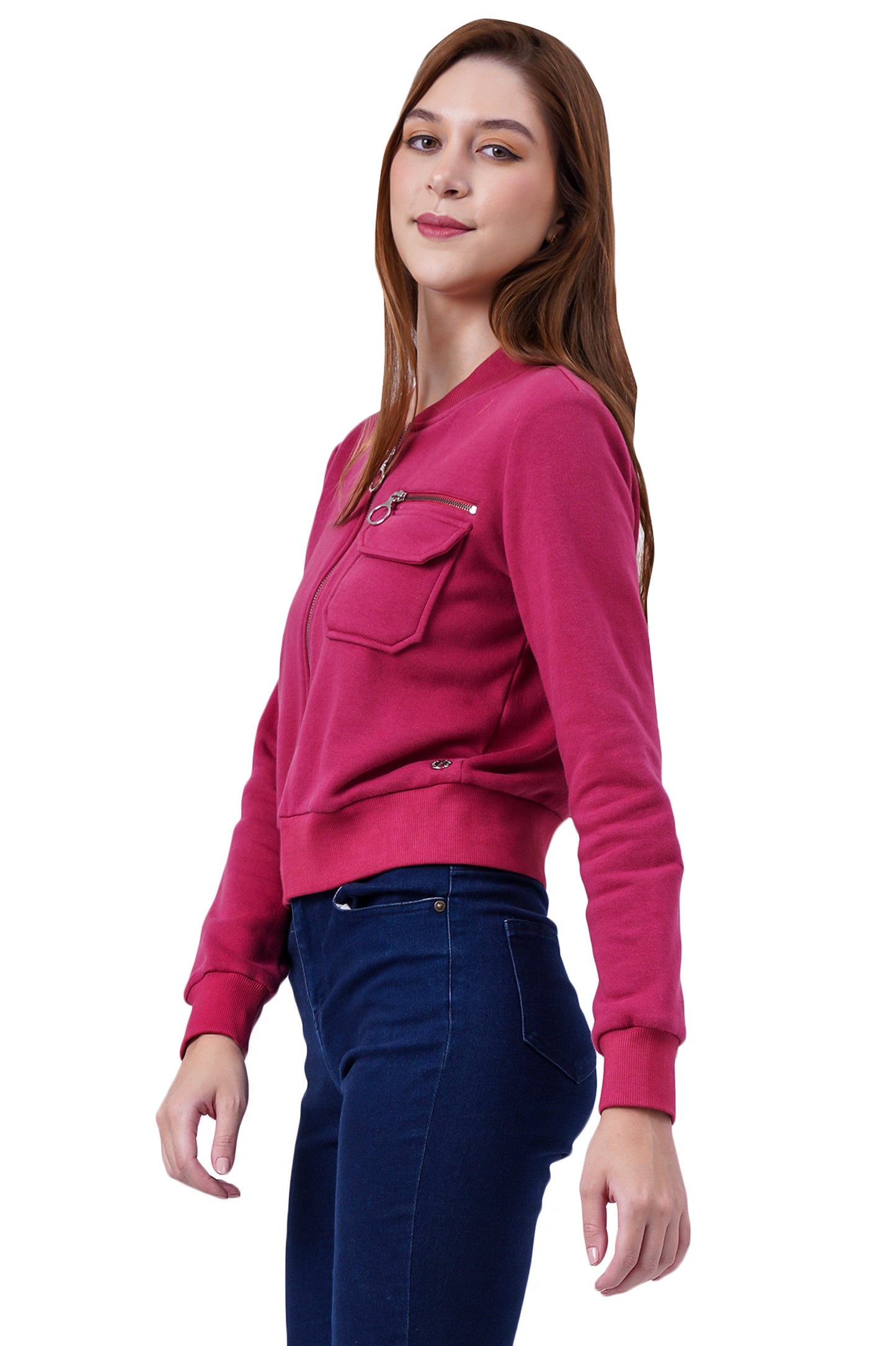 Women Full Sleeve Solid Fleece Jacket ( Maroon )