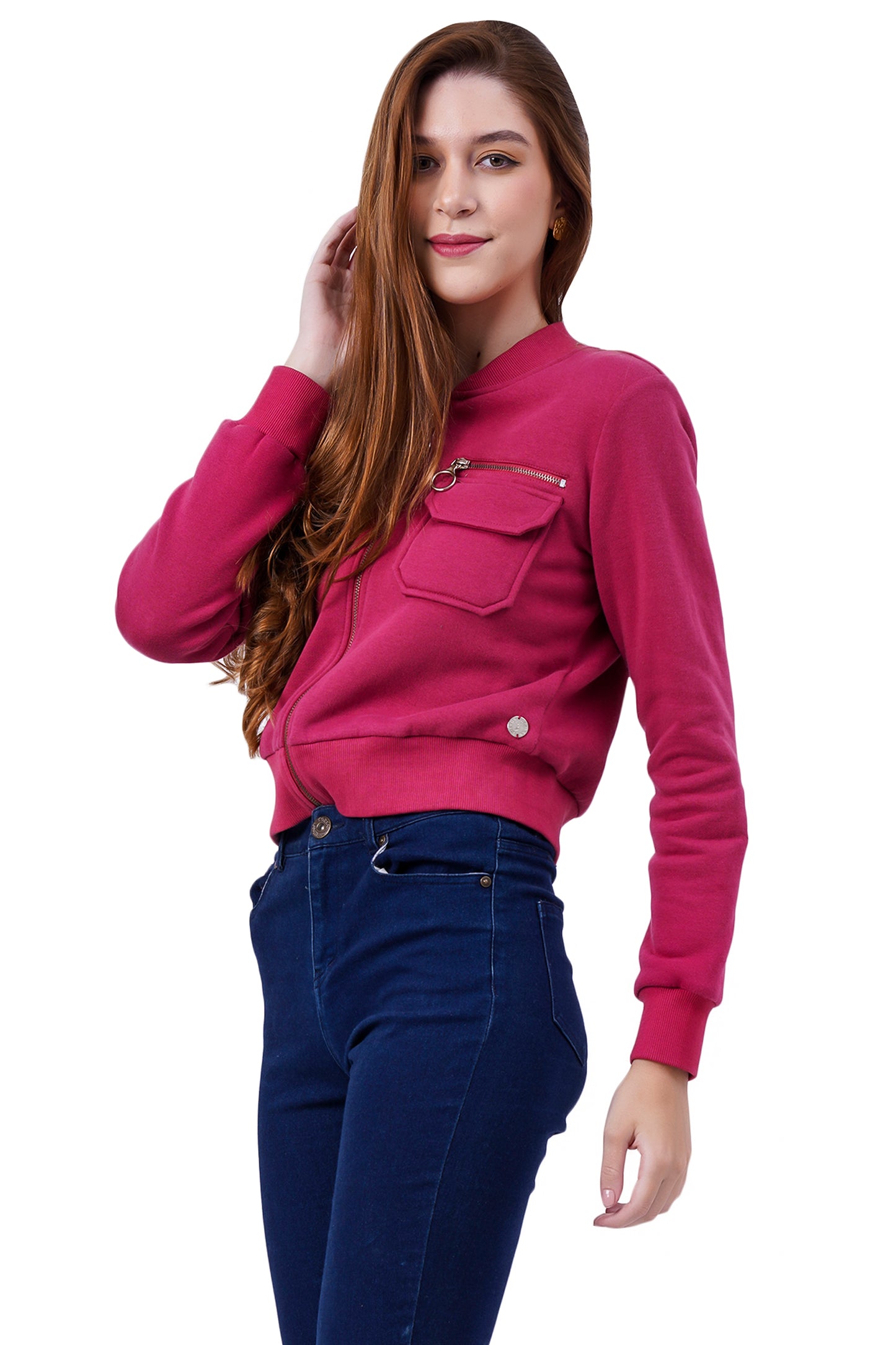 Women Full Sleeve Solid Fleece Jacket ( Maroon )