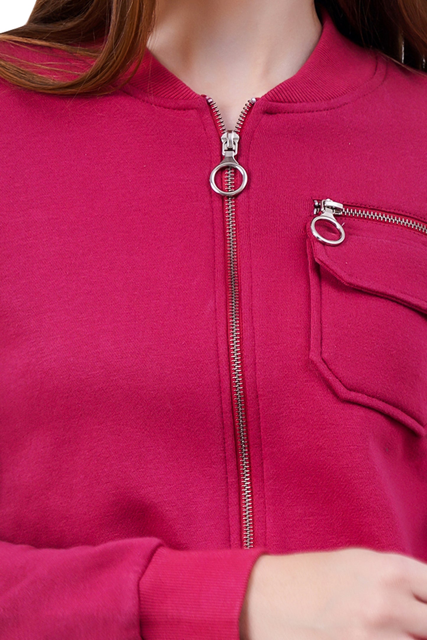 Women Full Sleeve Solid Fleece Jacket ( Maroon )