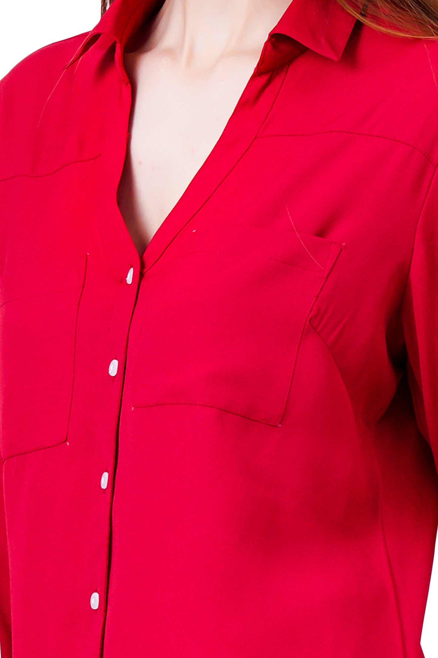 NUEVOSDAMAS Solid Red Casual/Formal Women Full Sleeve Shirt