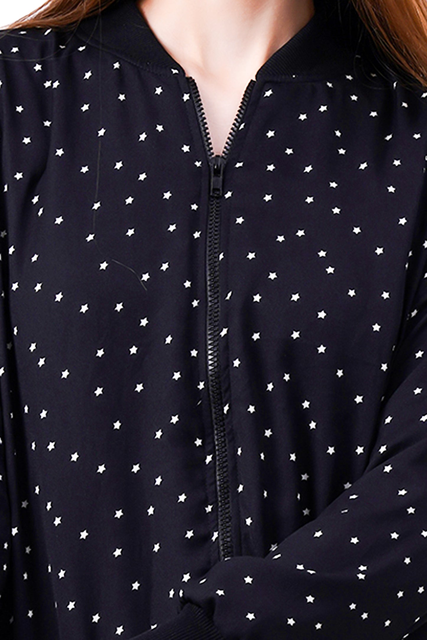 NUEVOSDAMAS Star Printed Black Bomber Jacket