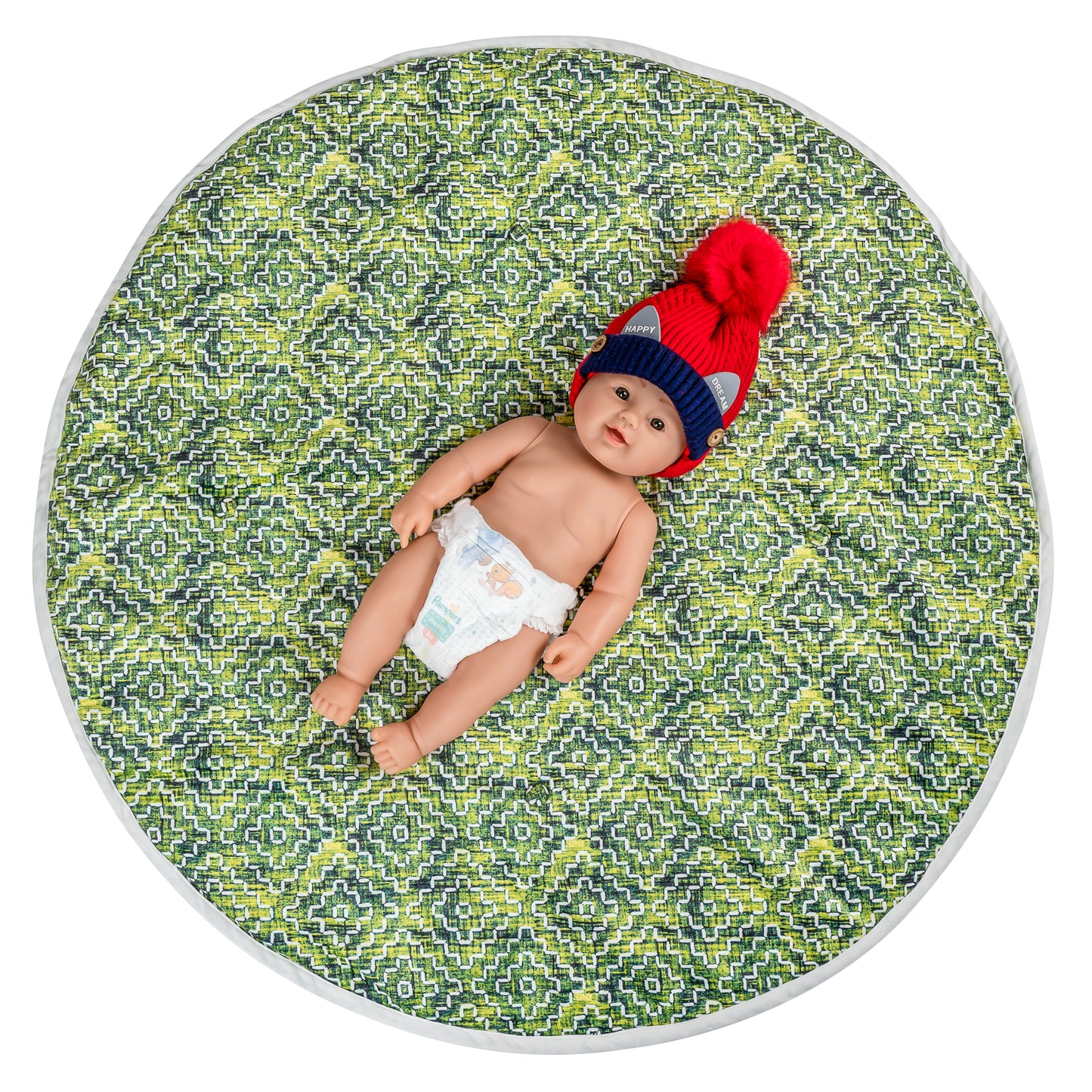 NUEVOSGHAR New Born Baby Round Shape Velvet Mattress (0-24 Months) | Green