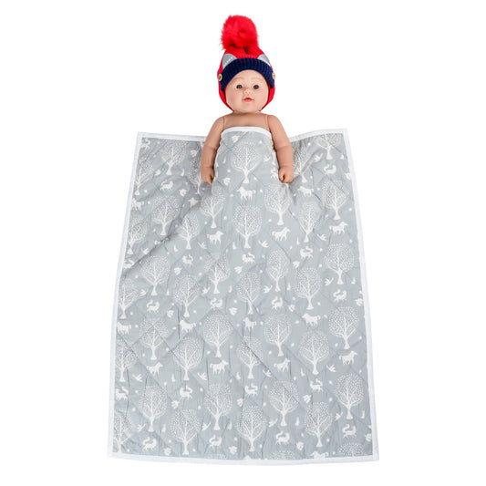 NUEVOSGHAR Printed Super Soft Baby Blanket Cum Mattress (0-24 Months)_Grey