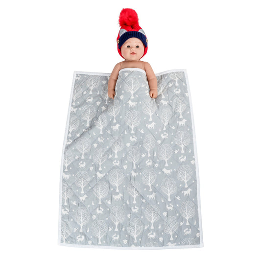 NUEVOSGHAR Printed Super Soft Baby Blanket Cum Mattress (0-36 Months)_Grey