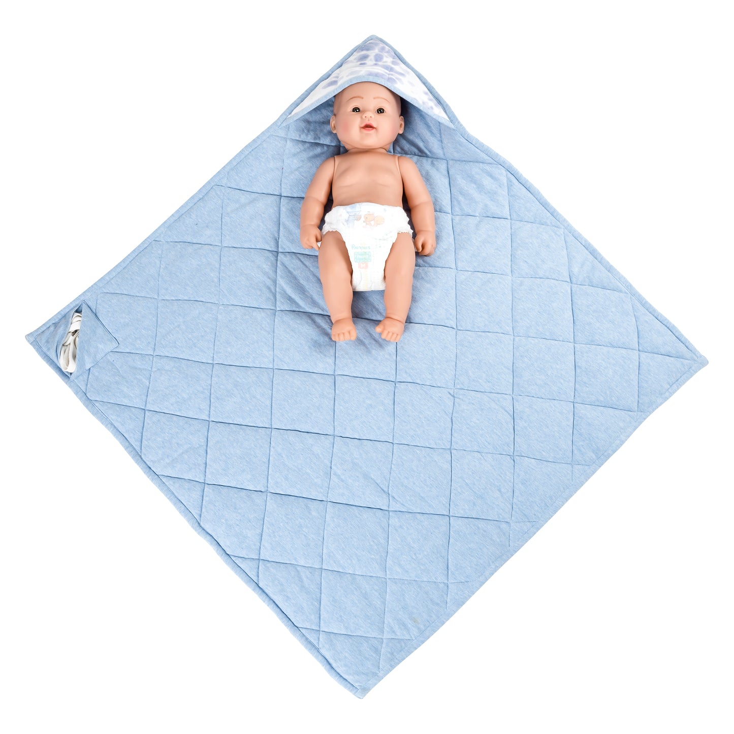 NUEVOSGHAR Cotton Tie & Dye Super Soft Warm Hooded Baby Blanket Wrapper (0-12 Months)_ Blue