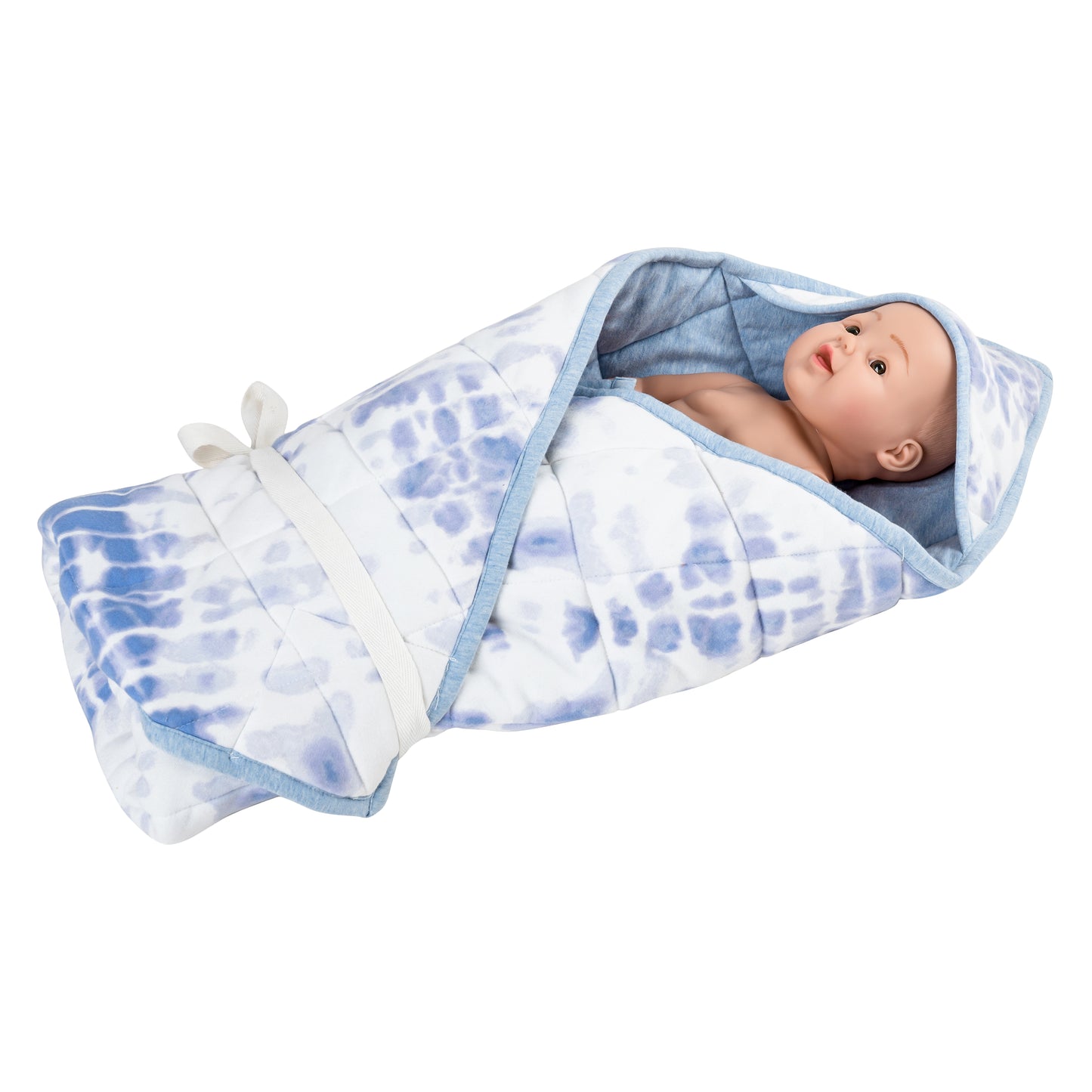 NUEVOSGHAR Cotton Tie & Dye Super Soft Warm Hooded Baby Blanket Wrapper (0-12 Months)_ Blue