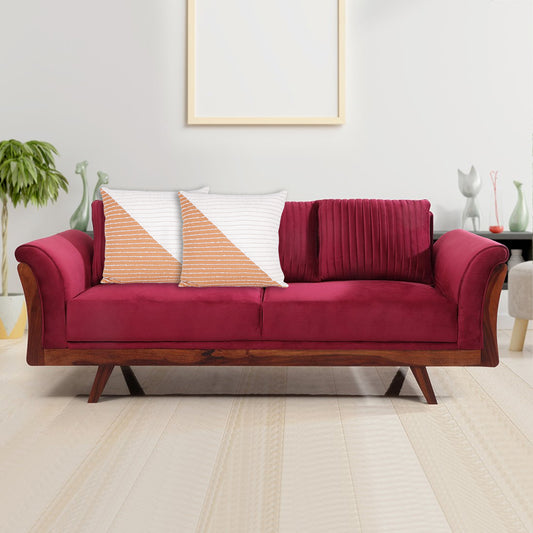 NUEVOSGHAR 100% Cotton Cushion Cover | Interwoven Traingle Stripe Cushion Cover|Square Cushion for Bedroom,Living Room, Sofa, Office |Home Decorative Cushion | 18x18 Inch_ Ivory/Mustard