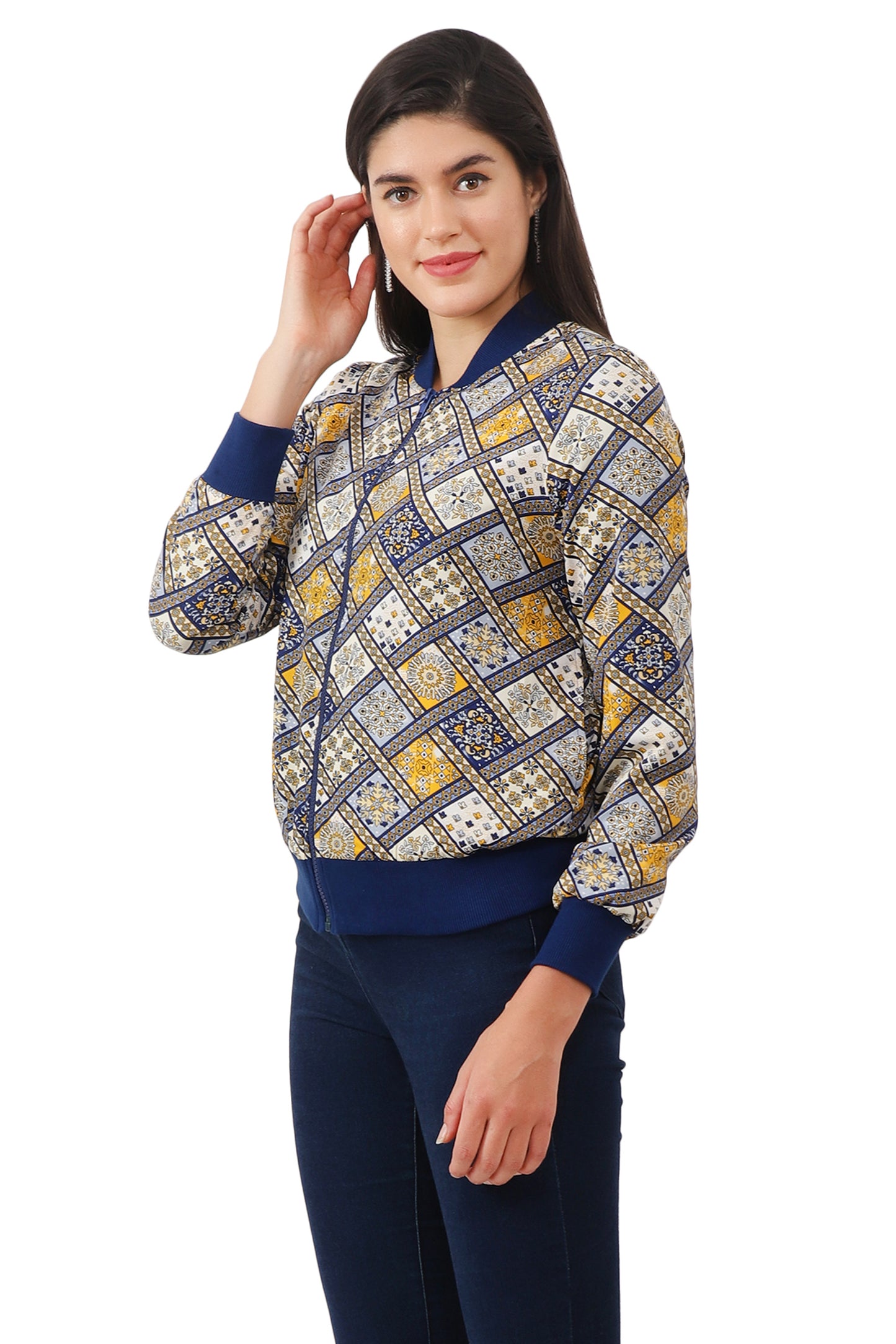 Nuevosdamas Woman's Blouson Jacket Yellow Navy