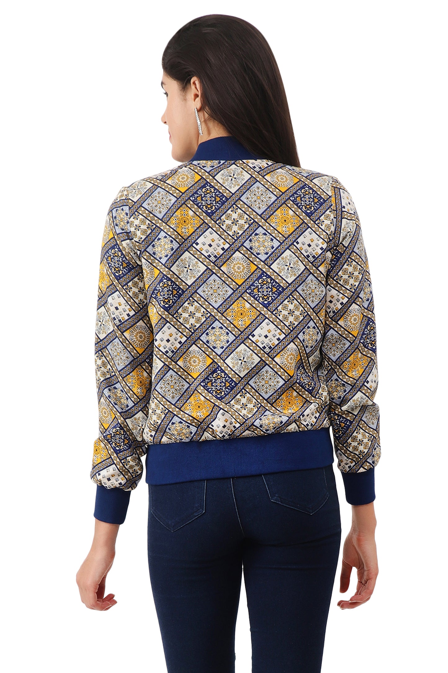 Nuevosdamas Woman's Blouson Jacket Yellow Navy