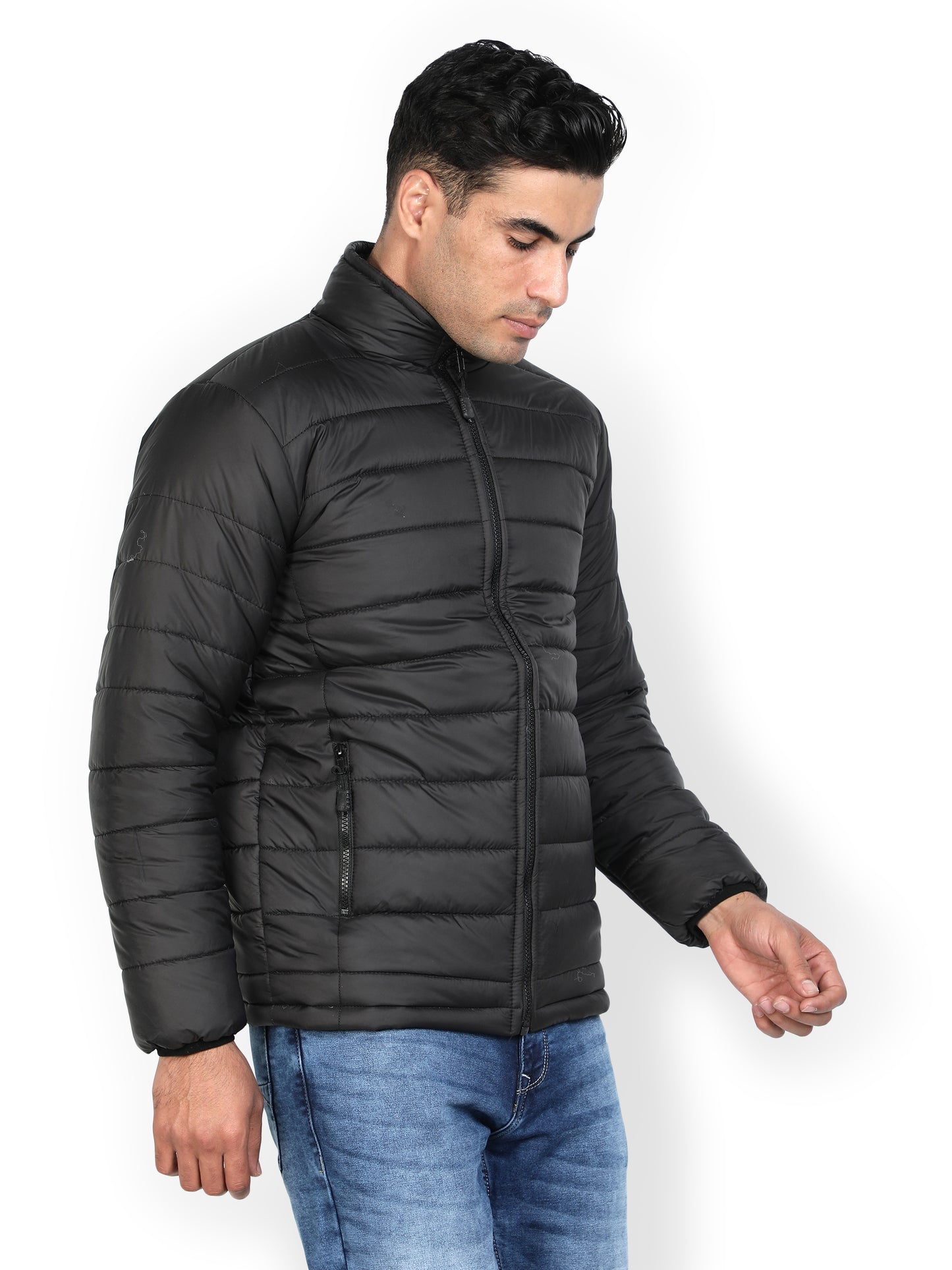 NUEVOSPORTA Men's Winter Solid Black Quilted Puffer jacket