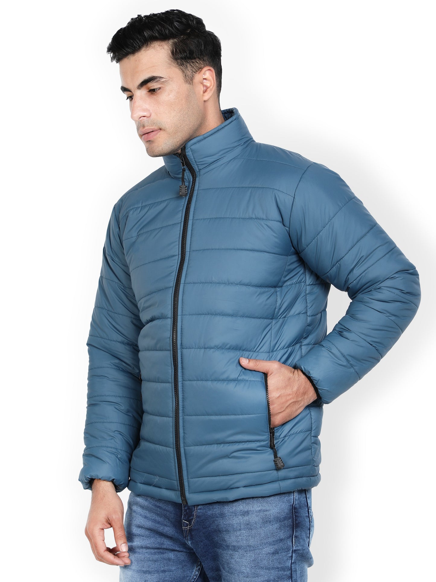 NUEVOSPORTA Men's Winter Solid Teal Quilted Puffer jacket