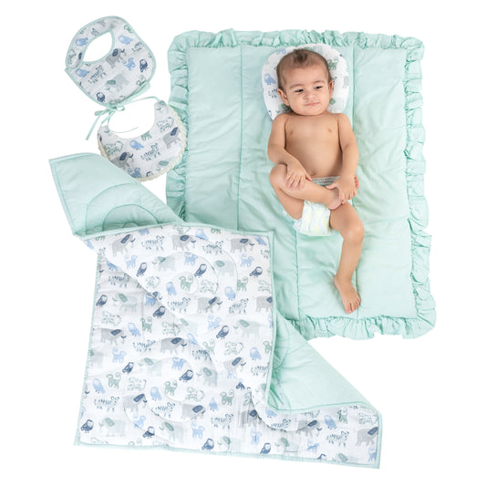 NUEVOSGHAR New Born Baby Printed Bedding Set (Pack of 5 pcs) | (0-24 Months)