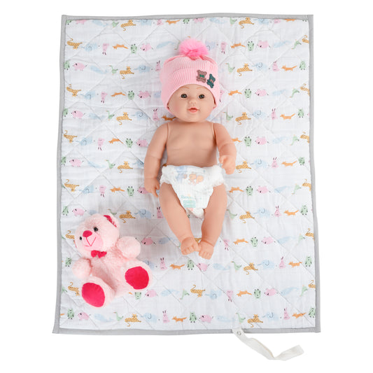 NUEVOSGHAR Leak Proof Printed Baby Mattress (0-24 Months) | White/Multi