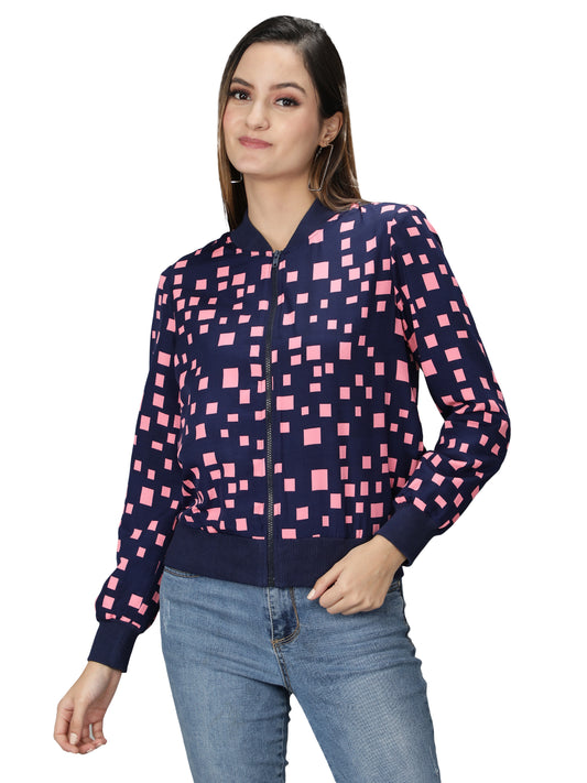 Nuevosdamas Woman's Blouson Jacket Blue, Pink