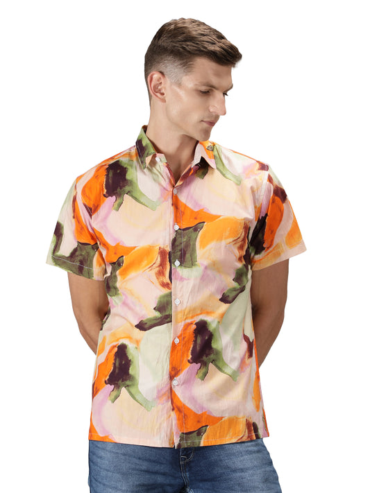 NUEVOSPORTA Men's Rayon Printed Multi Colour Shirt I HD Tropical Print Summer Wear Shirt