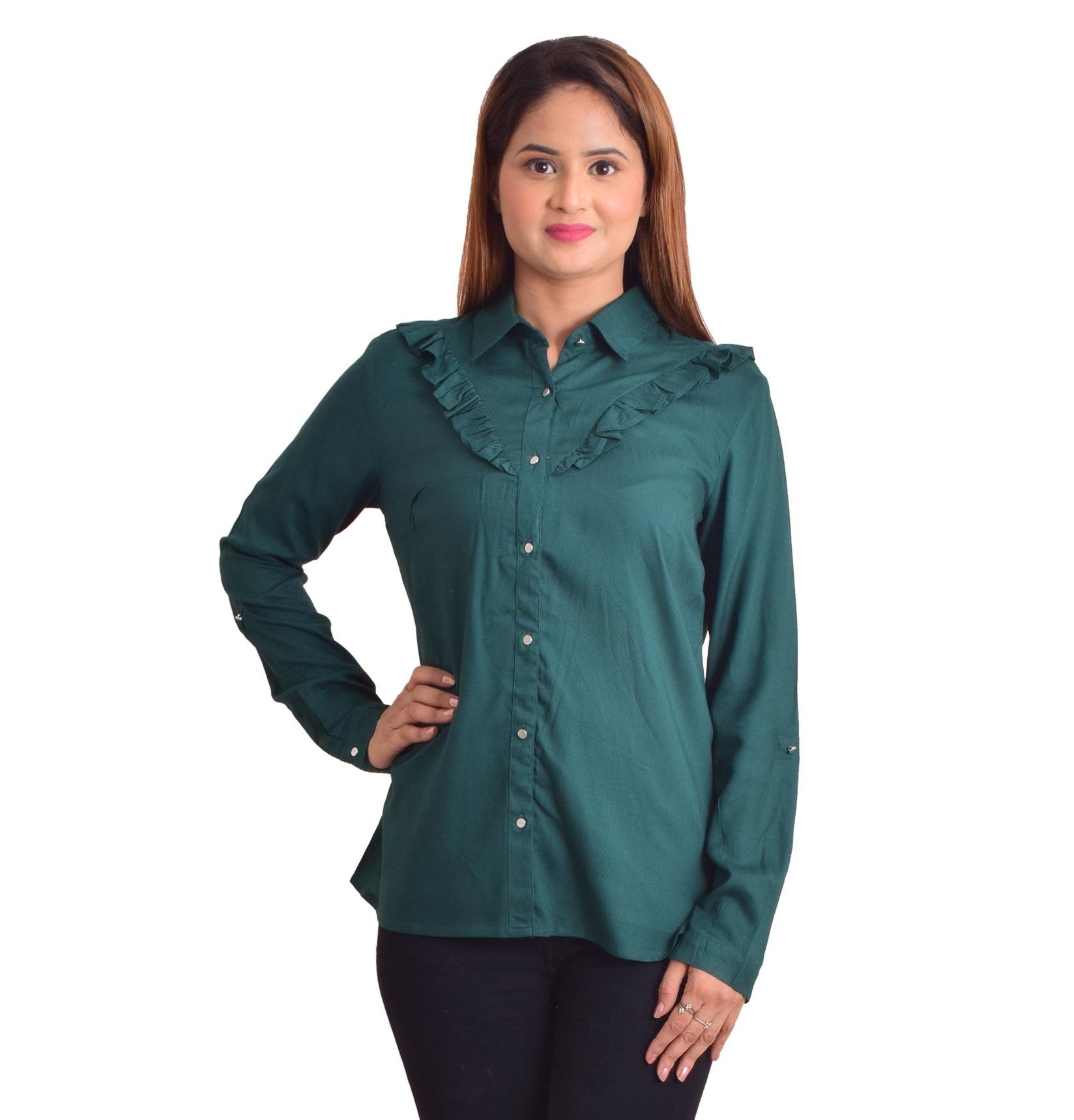 Casual Regular Sleeves Solid Women Green Top freeshipping - NUEVOSDAMAS