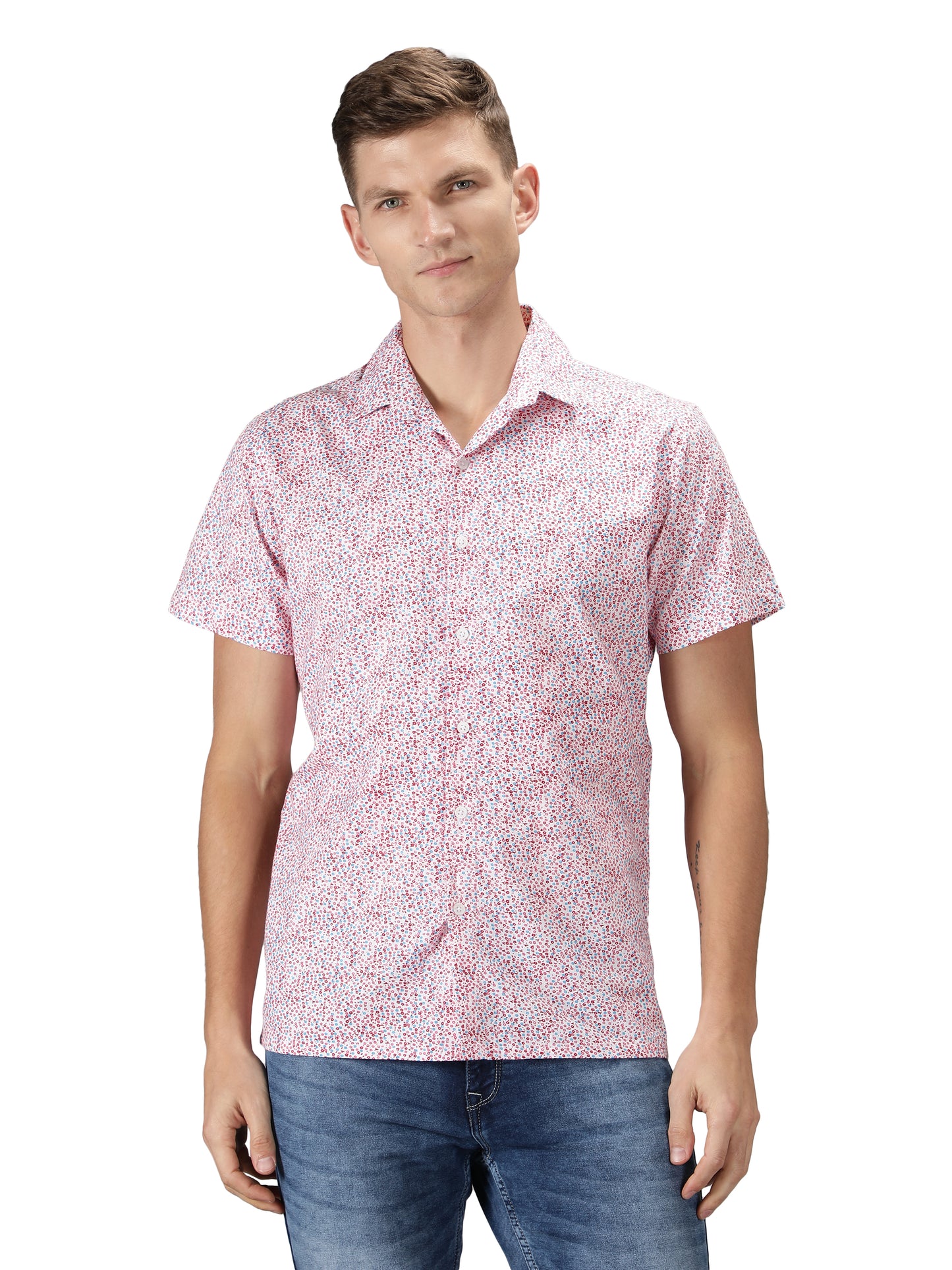 NUEVOSPORTA Men's Rayon Printed Shirt I HD Tropical Print Summer Wear Shirt