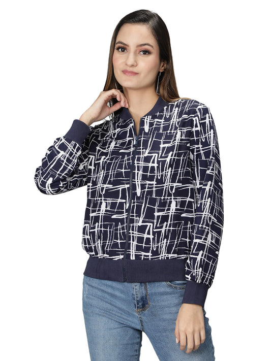 Nuevosdamas Woman's Blouson Jacket Dark Blue/White