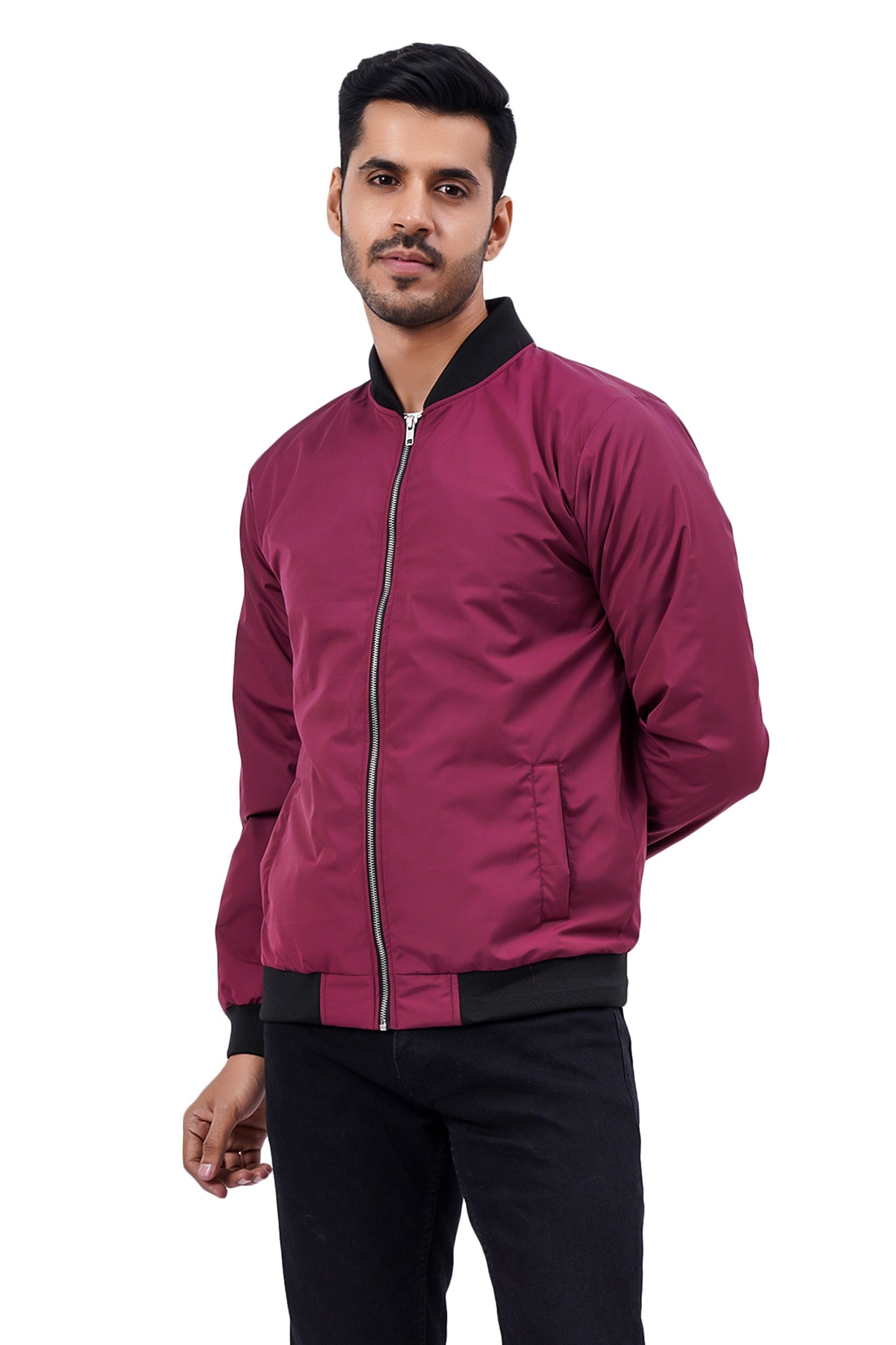 NUEVOSPORTA Men's Winter Solid Maroon Windcheater jacket