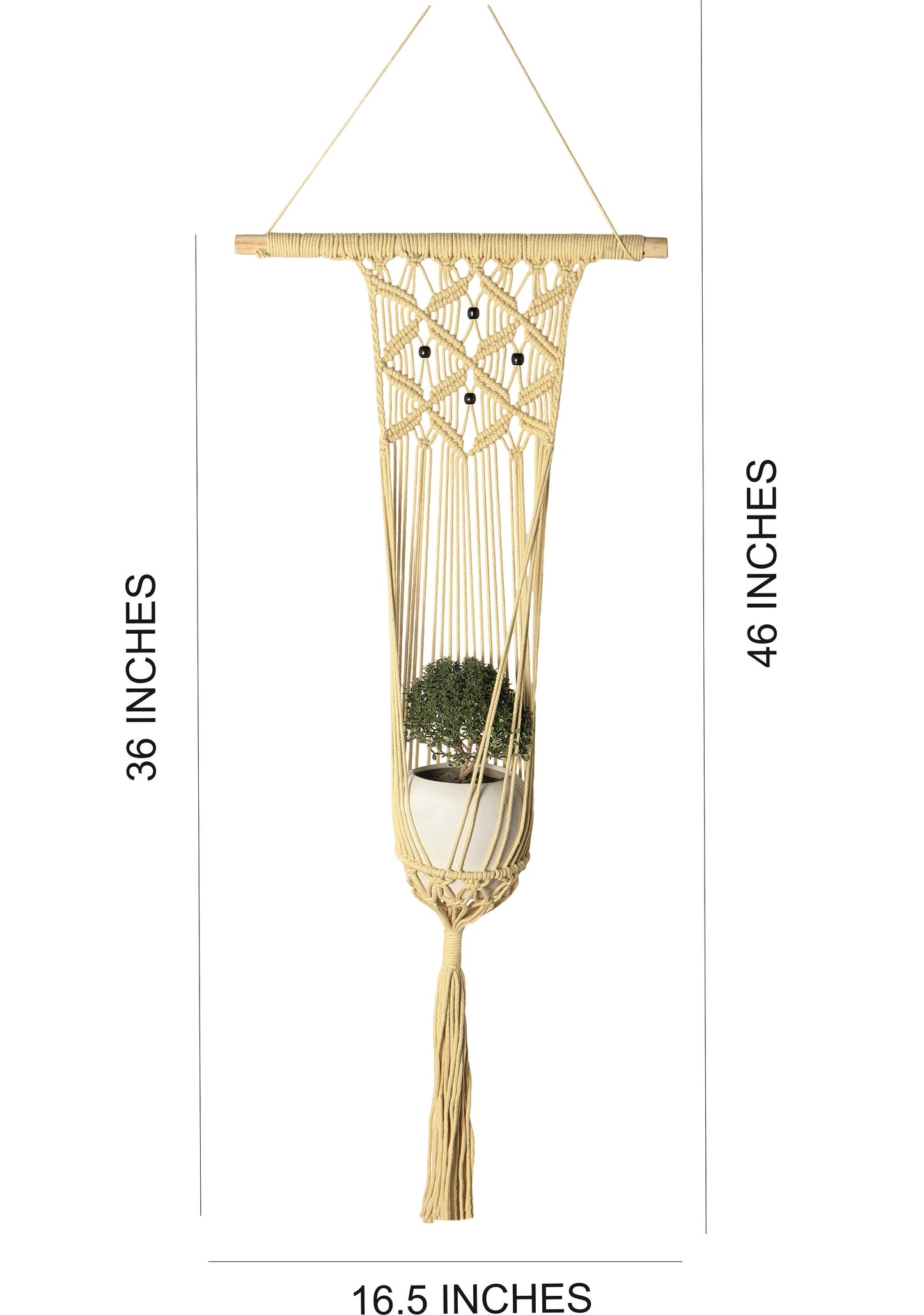 NUEVOSGHAR Macrame Plant Hanger | Boho Plant Holder | Hand Made Crochet Plant Holder | Indoor-Outdoor Wall Hanging Plant Holder |Light Yellow