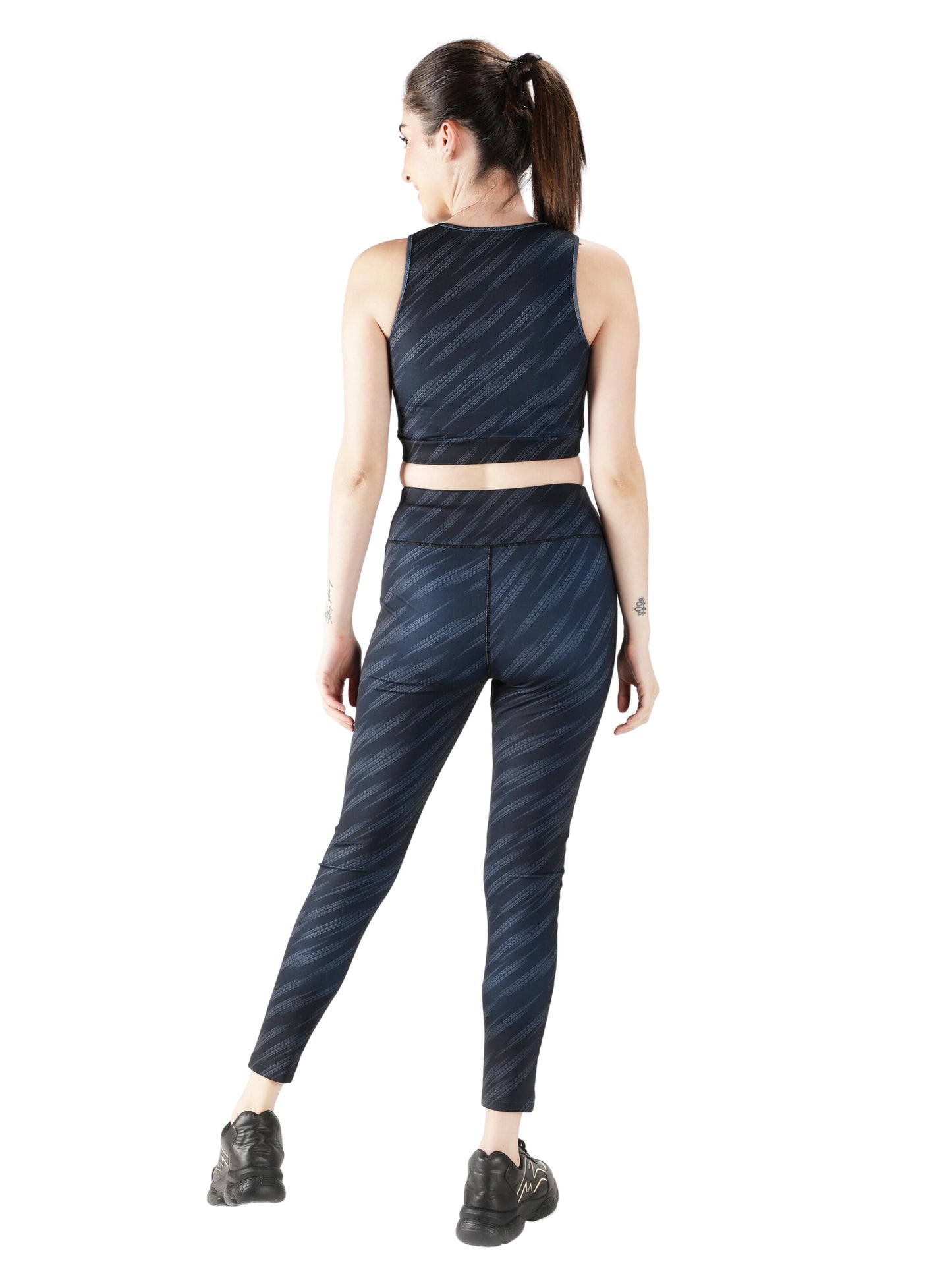 NUEVOSDAMAS Women Active WearTracksuit | Gym Wear Padded Top And Bottom Set | Dry Fit Women Active Wear Combo Set_Blue