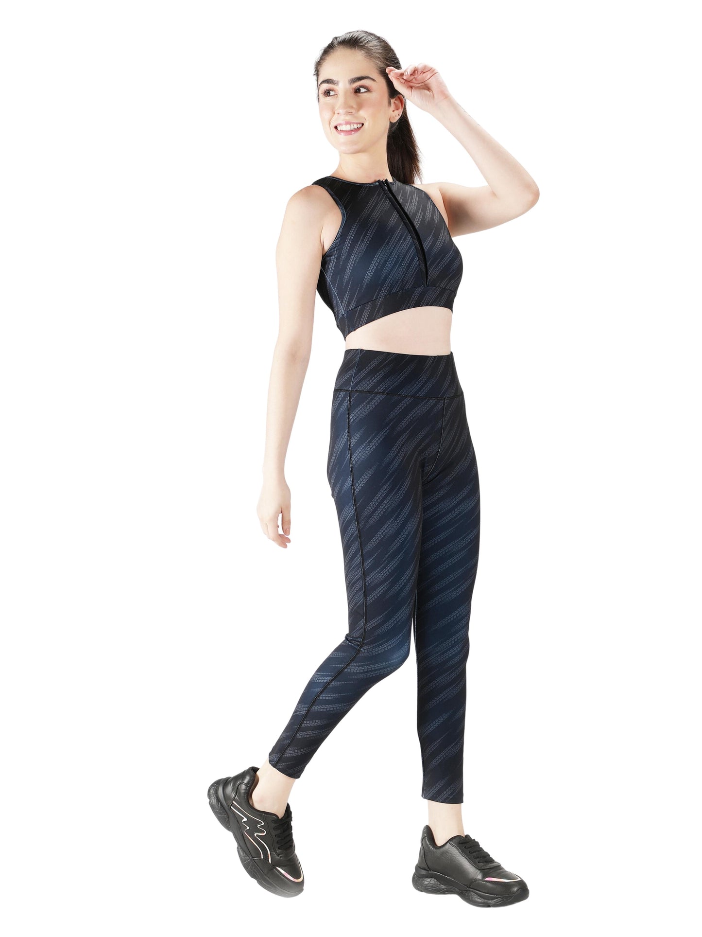 NUEVOSDAMAS Women Active WearTracksuit | Gym Wear Padded Top And Bottom Set | Dry Fit Women Active Wear Combo Set_Blue